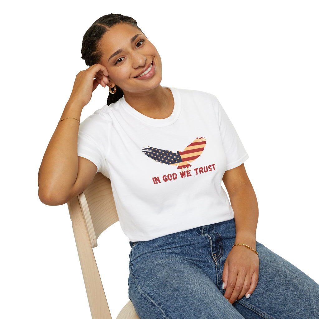 In God We Trust Eagle T-Shirt — Make America Christian Again Cross Tee