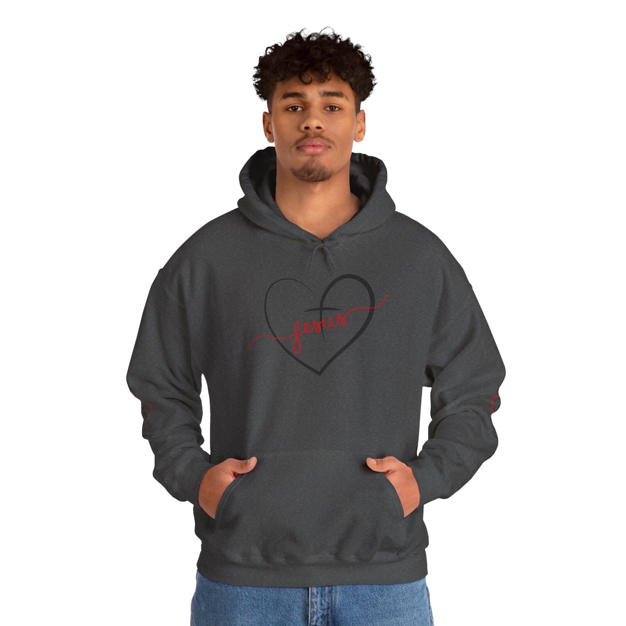 Heart Script "Jesus" Hoodie — Faith Graphic Sweatshirt