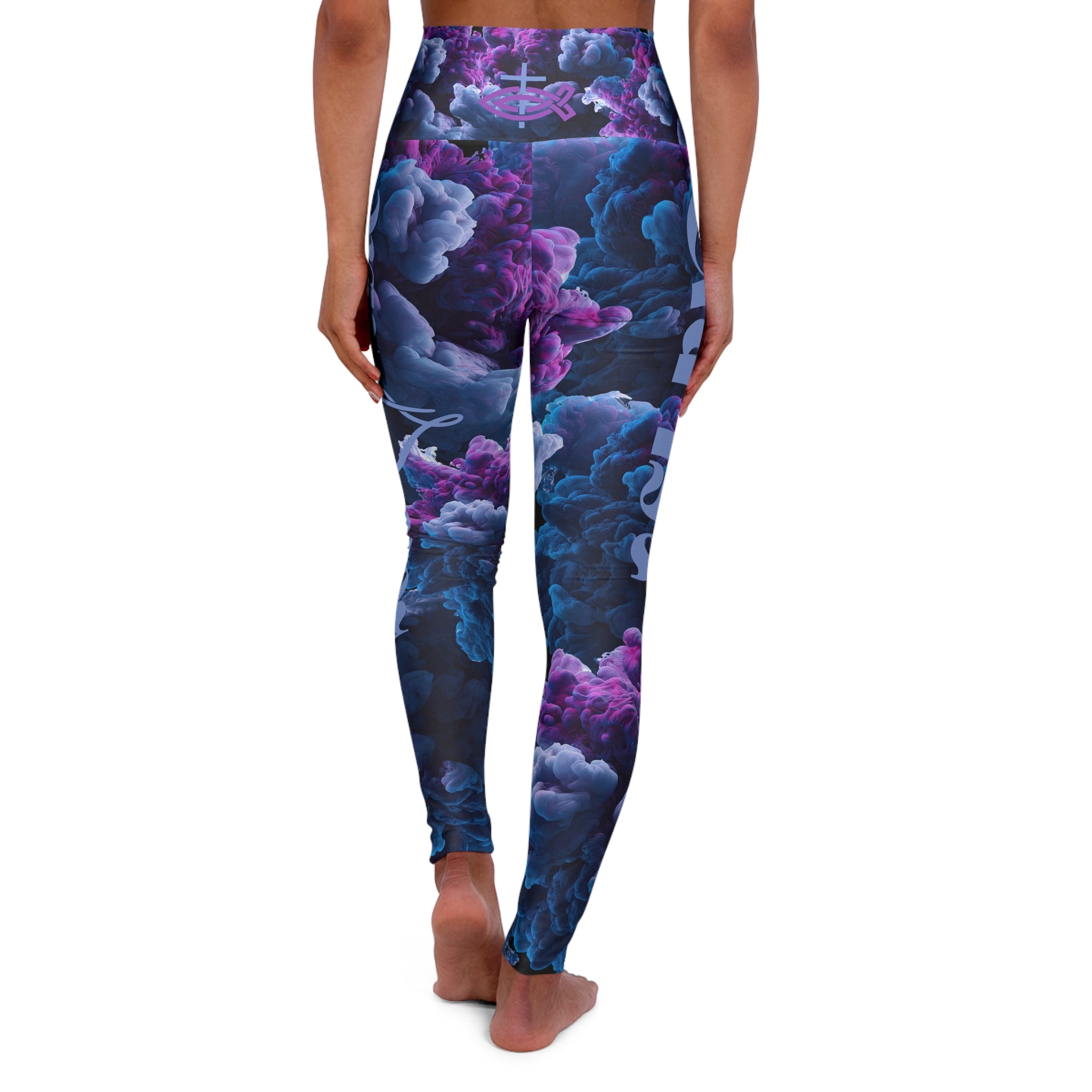 High-Waist Storm Clouds Christian Leggings — 'Love Like Christ' Motivational Activewear