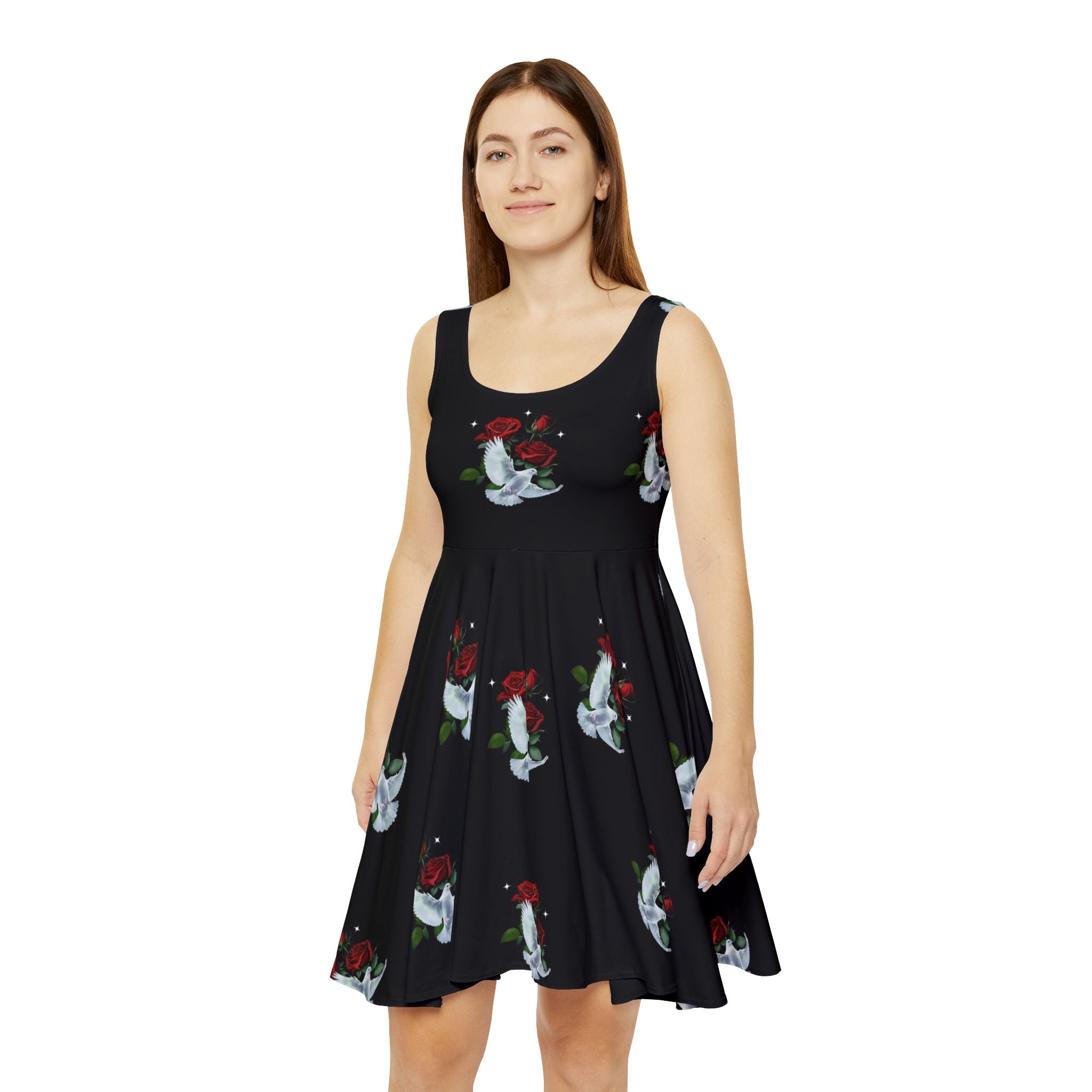 Rose & Holy Spirit Dove Dress — Floral Dove Black