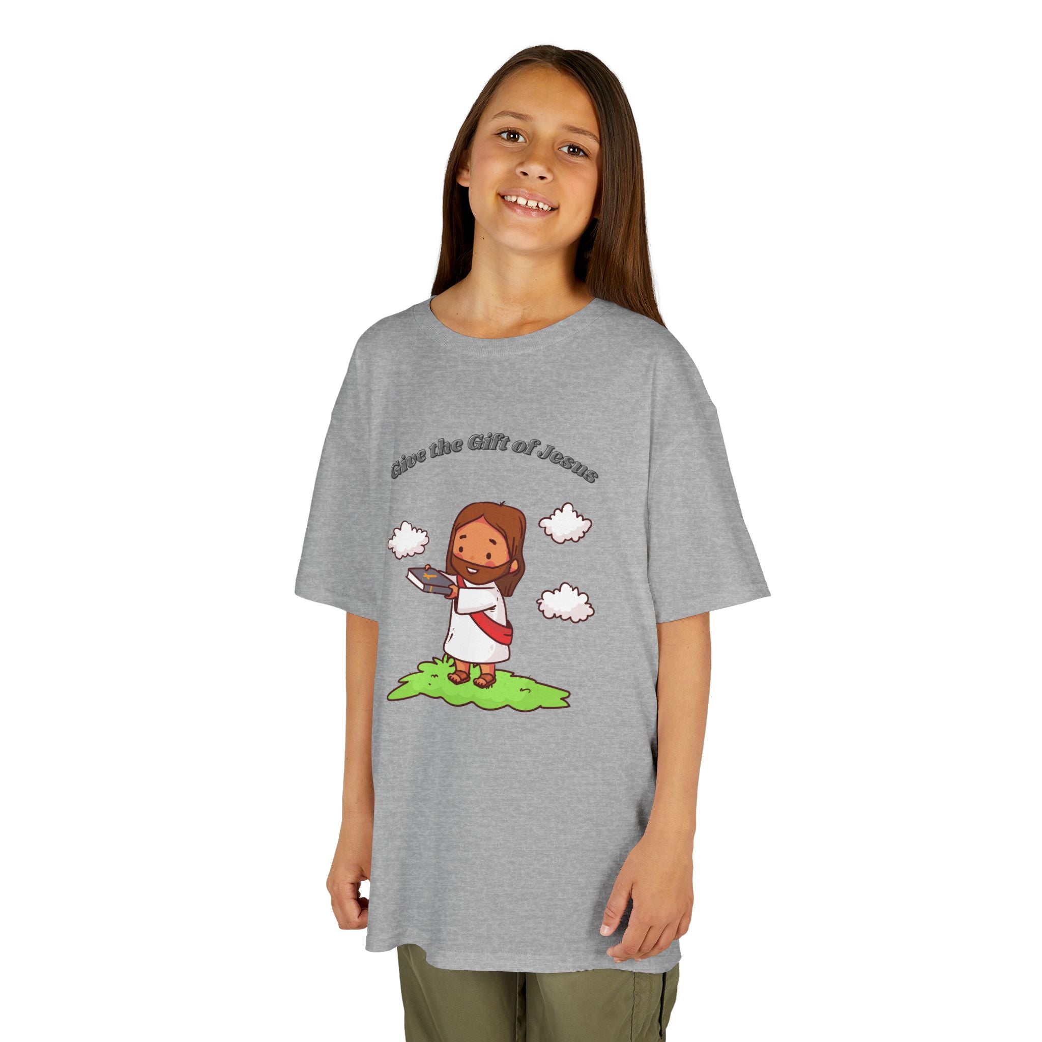 Kids T‑Shirt — Cute Jesus Graphic “Give the Gift of Jesus” | Christian Holiday Gift