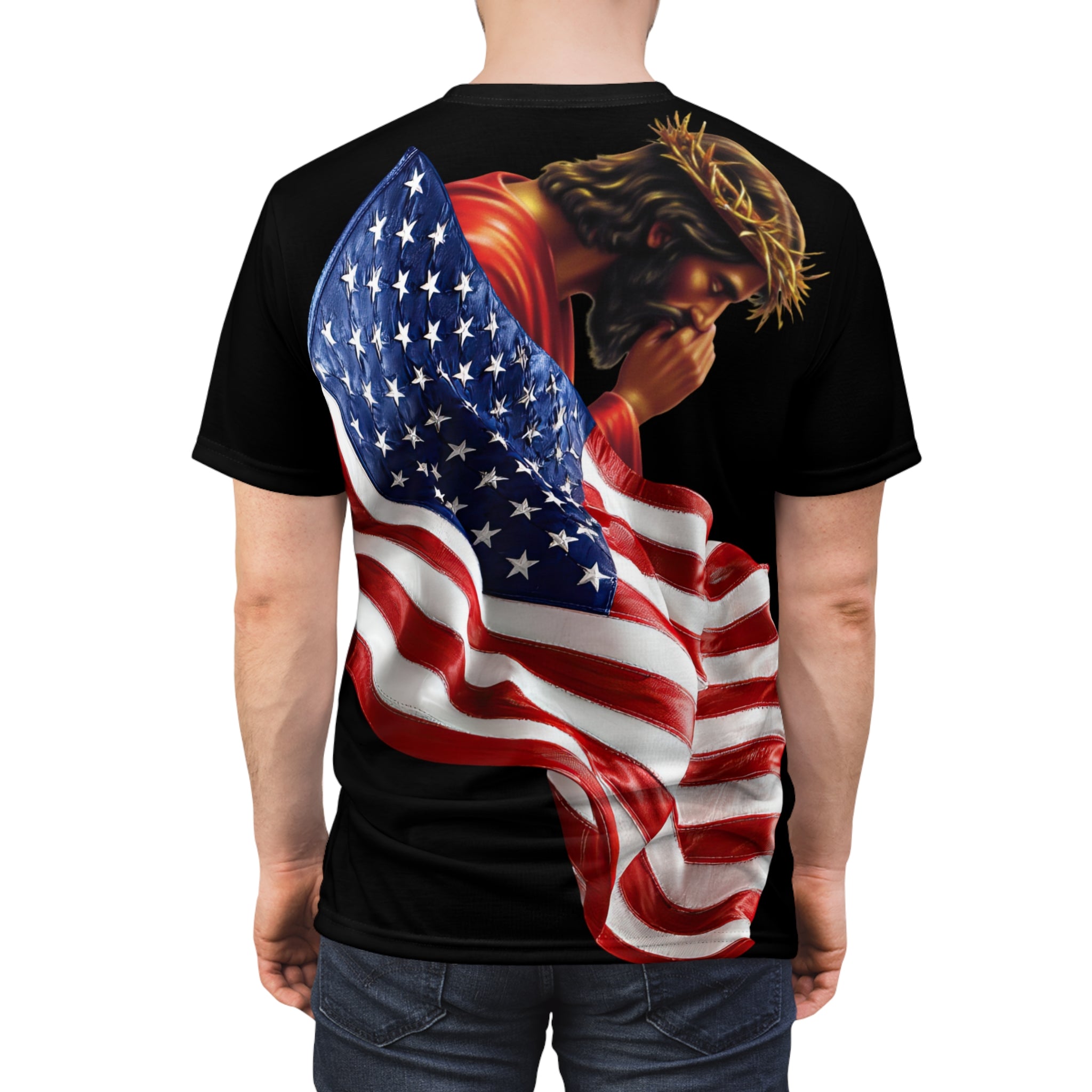 Patriotic Cross Tee — American Flag Christian T-Shirt