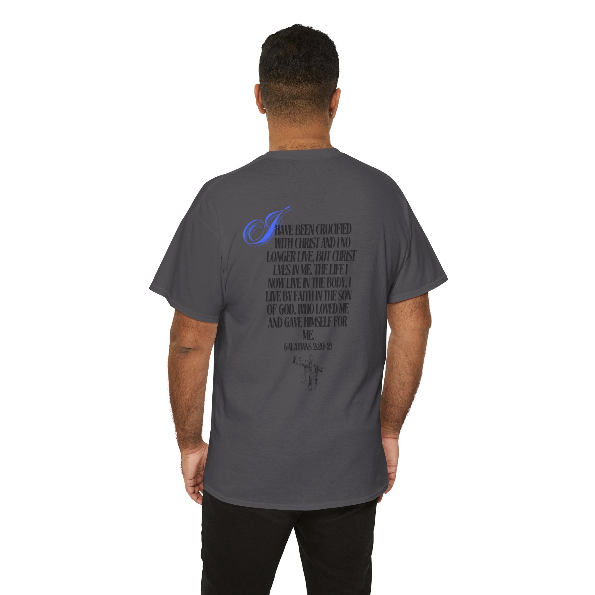 Christian Cross Tee — “Christ Lives in Me” Scripture Shirt (Galatians 2:20)