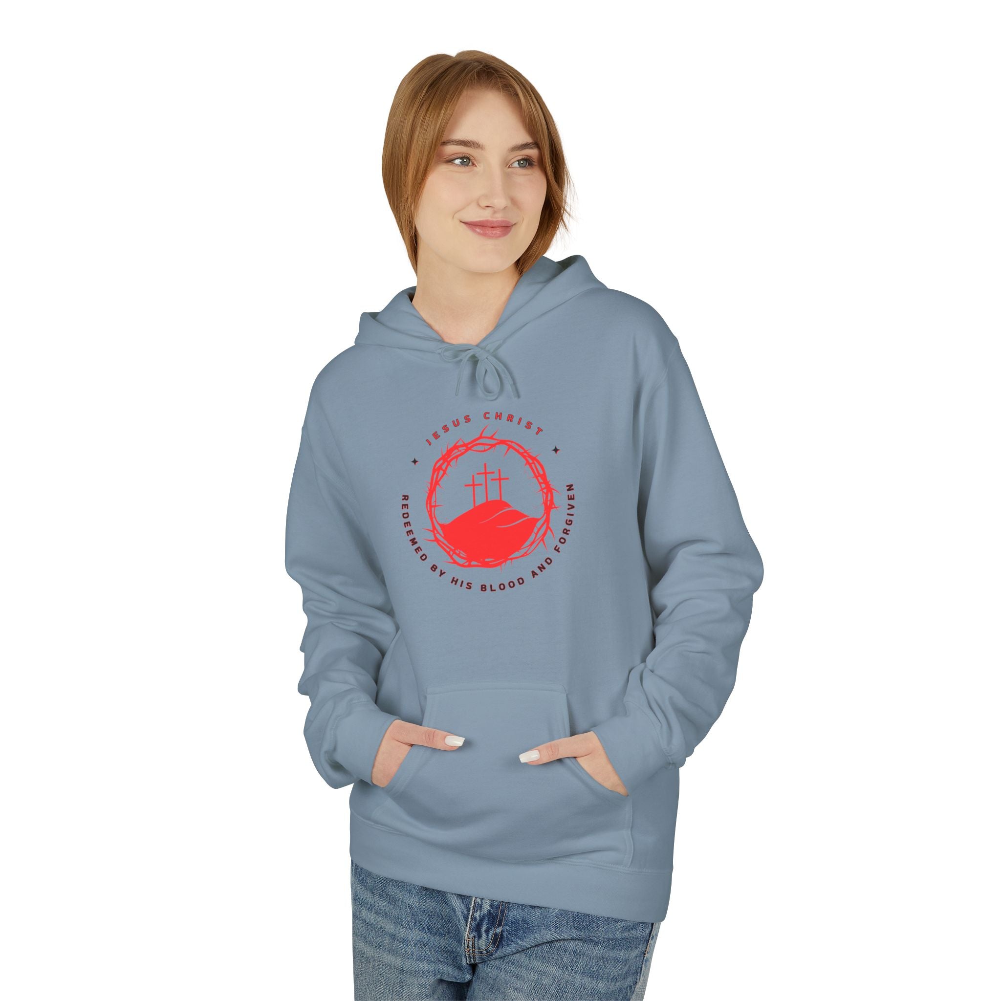 Jesus Christ Crown of Thorns Calvary Hoodie-Redeemed By His Blood and Forgiven