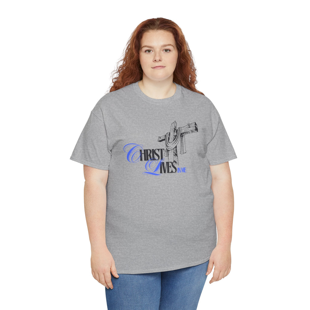 Christian Cross Tee — “Christ Lives in Me” Scripture Shirt (Galatians 2:20)