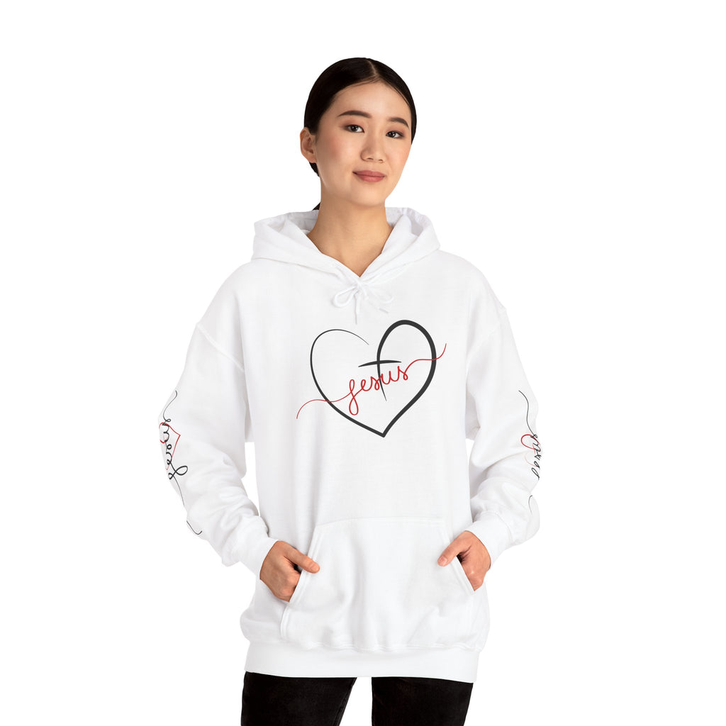Heart Script "Jesus" Hoodie — Faith Graphic Sweatshirt