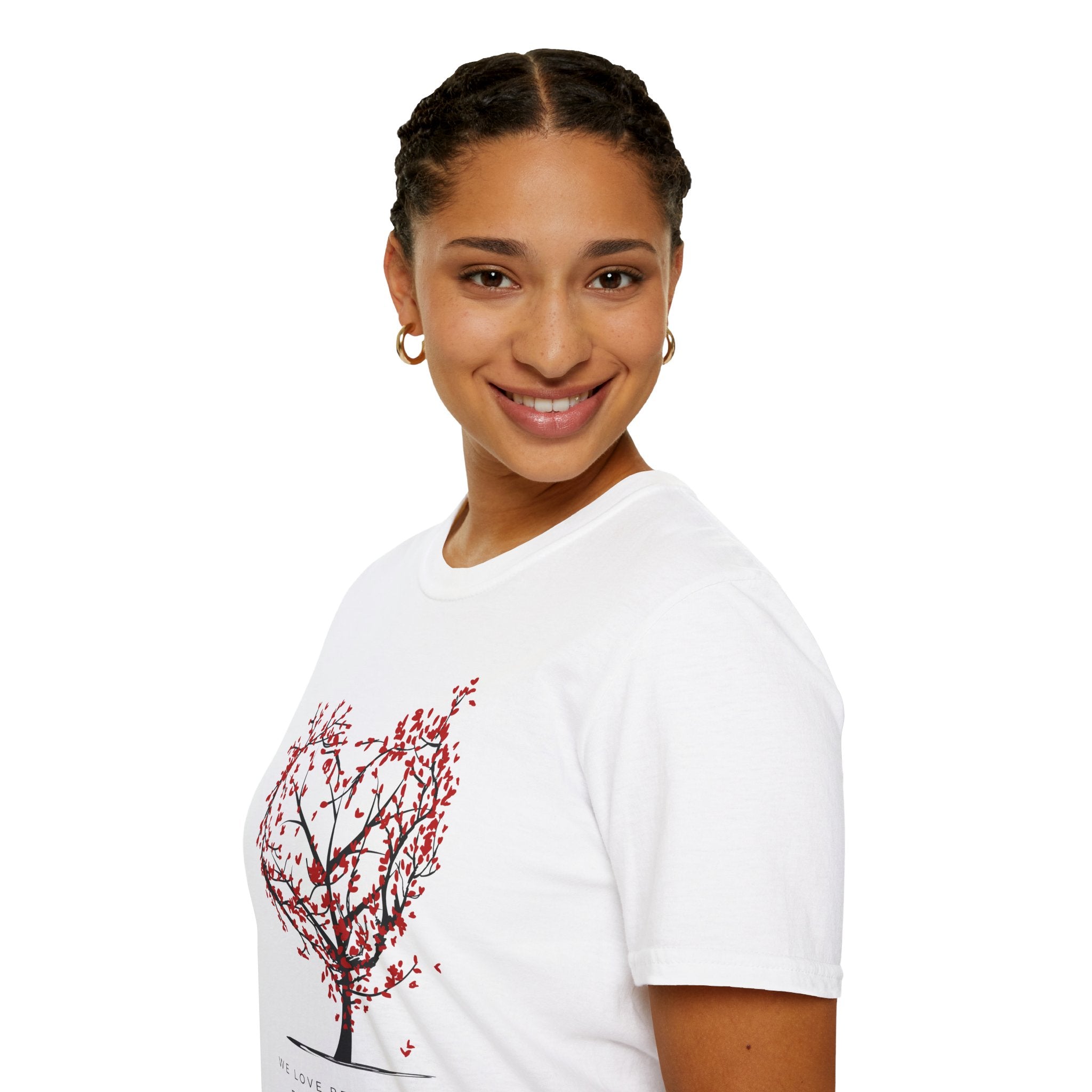 Heart Blossom Tree T‑Shirt — "We Love Because He First Loved Us" Christian Tee