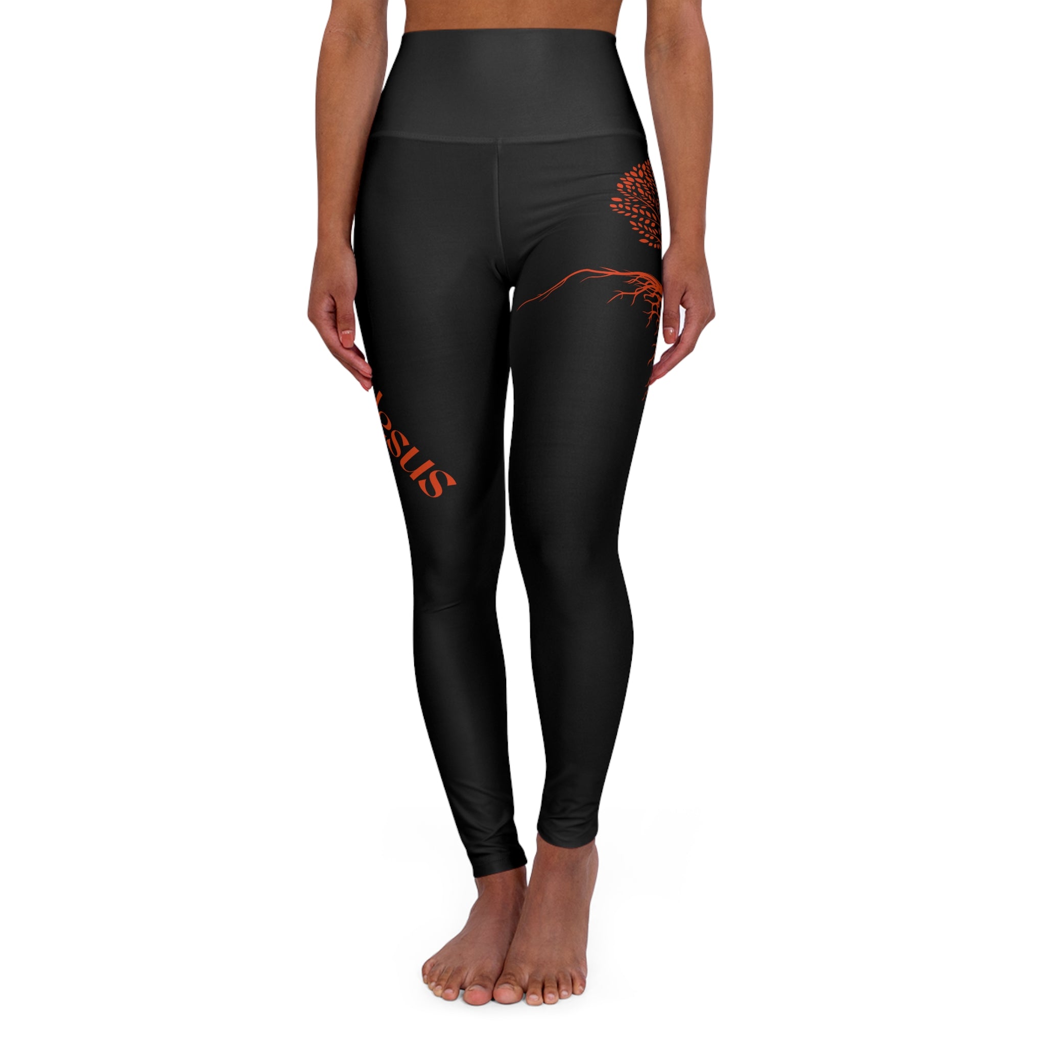 Christian Tree of Life High-Waisted Leggings — "Rooted in Jesus" AOP