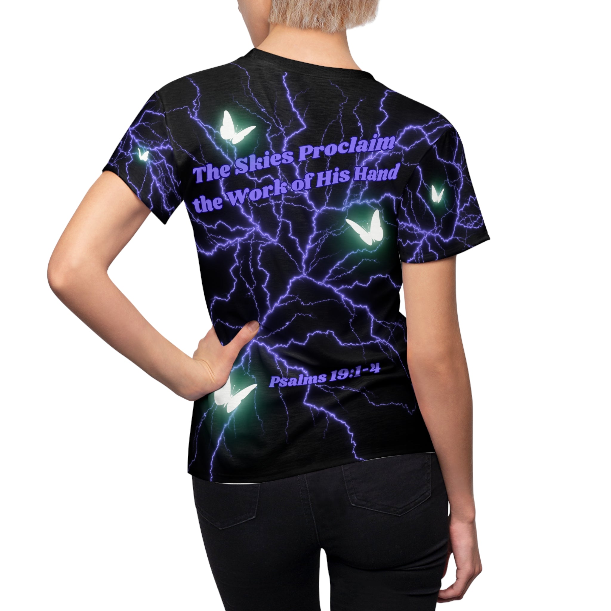 Women’s Lightning Butterfly Tee — "The Heavens Declare The Glory of God" All-Over Print