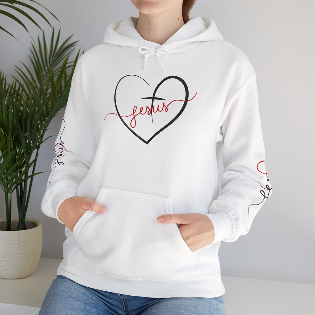 Heart Script "Jesus" Hoodie — Faith Graphic Sweatshirt