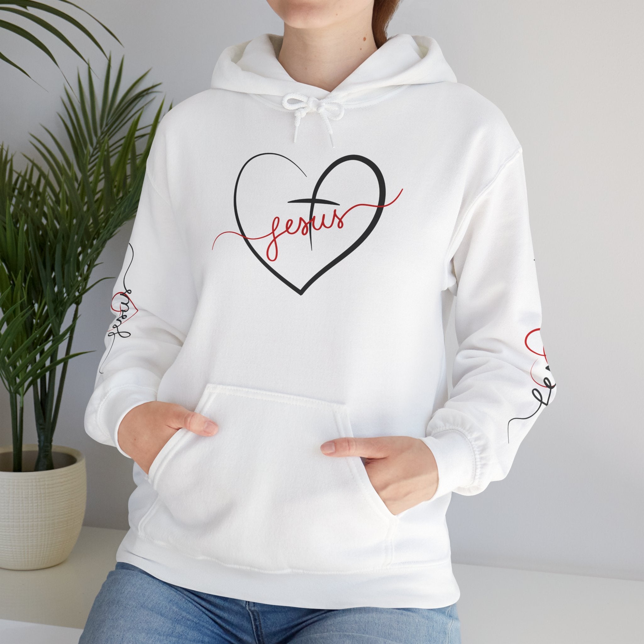Heart Script "Jesus" Hoodie — Faith Graphic Sweatshirt