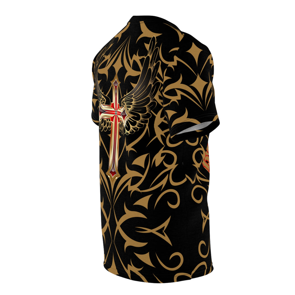 Redeemed Tribal Pattern Tee — All-Over-Print Graphic Shirt