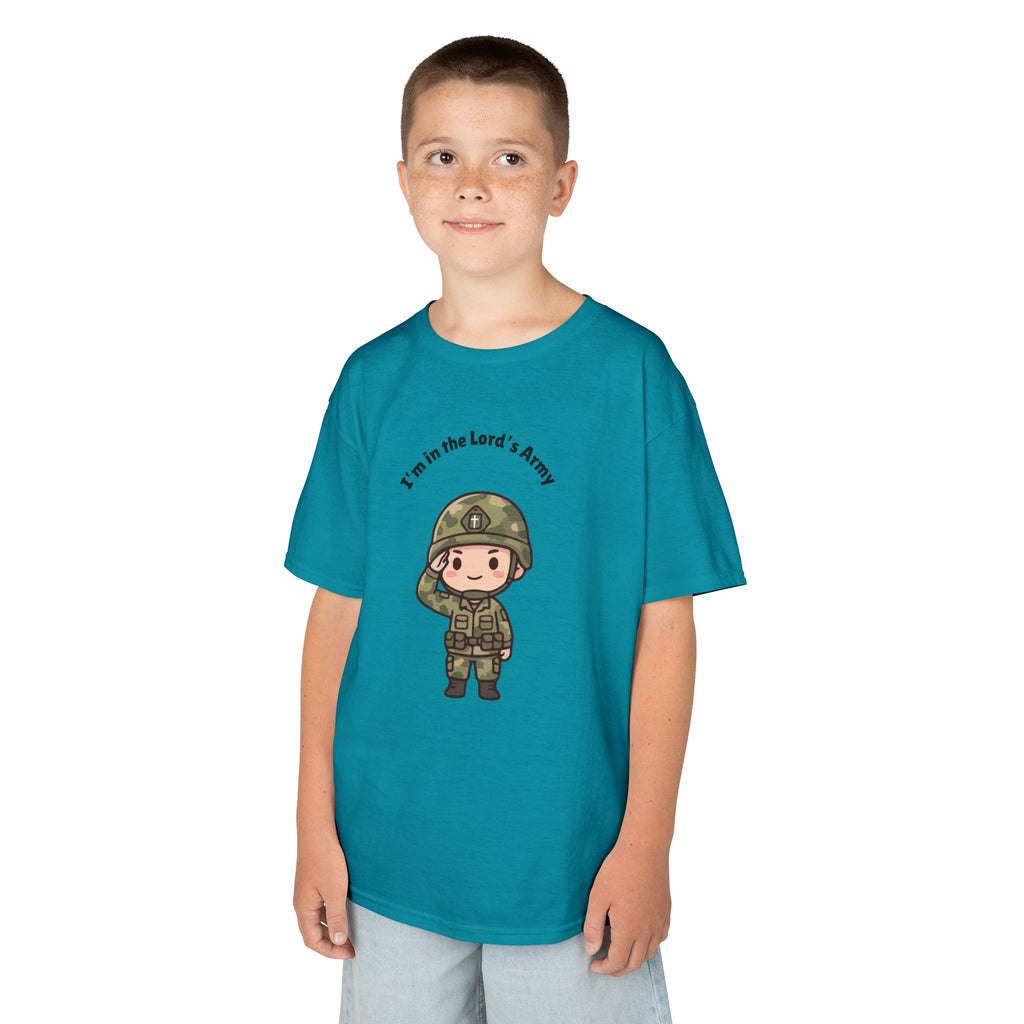 Kids Military Tee — Cute Soldier Illustration with "I'm in the Lord's Army"