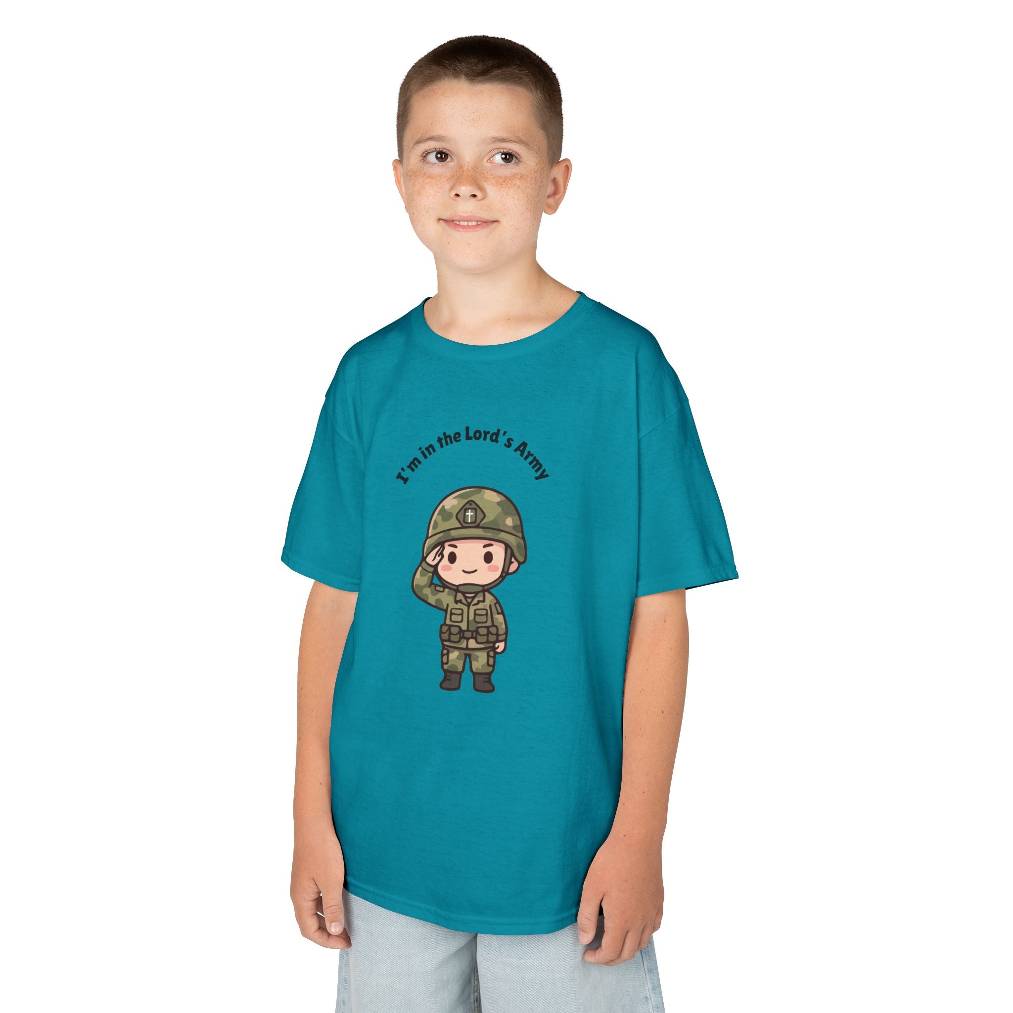 Kids Military Tee — Cute Soldier Illustration with "I'm in the Lord's Army"