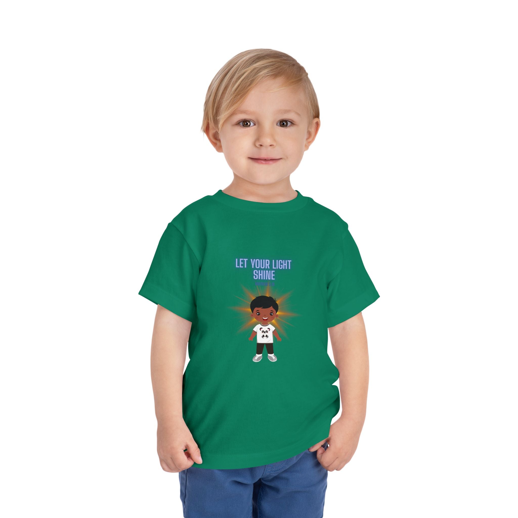 Toddler Tee — "Let Your Light Shine" Cartoon Kid Graphic