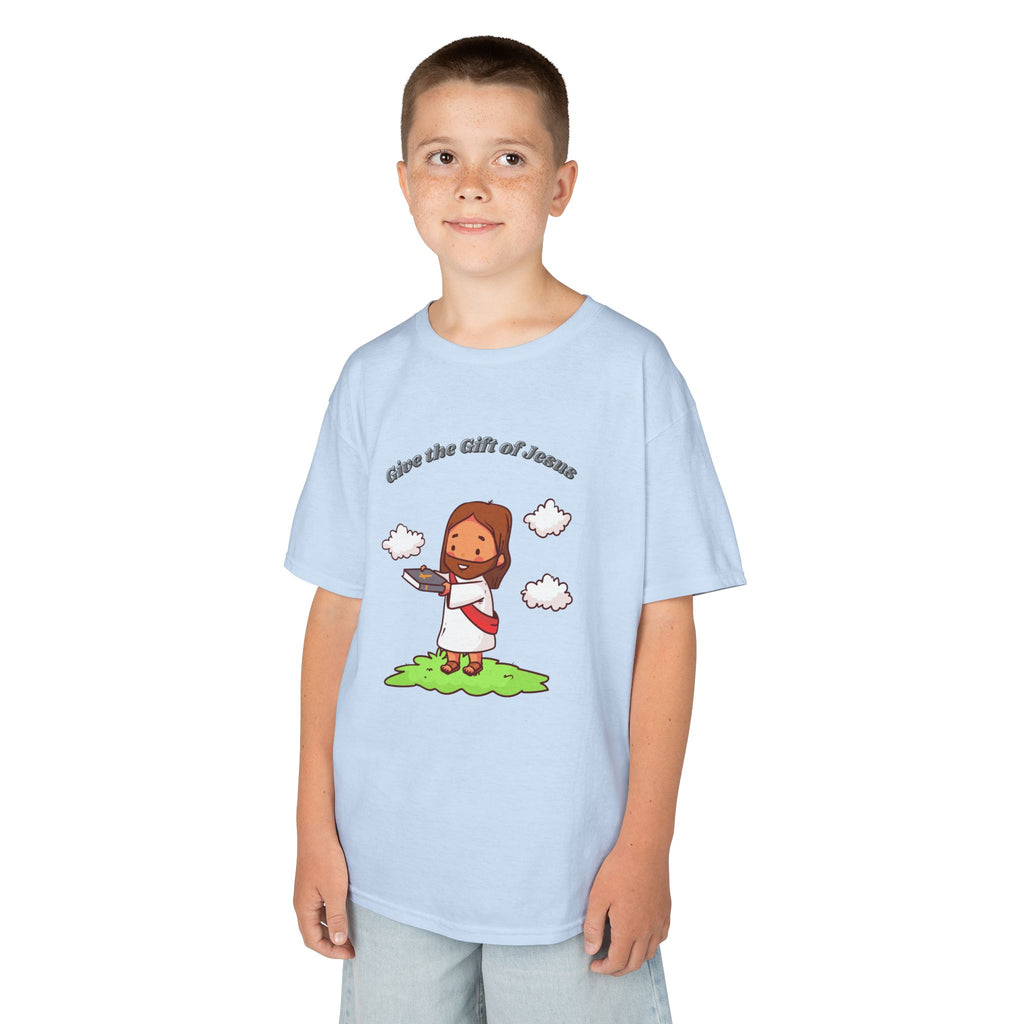 Kids T‑Shirt — Cute Jesus Graphic “Give the Gift of Jesus” | Christian Holiday Gift