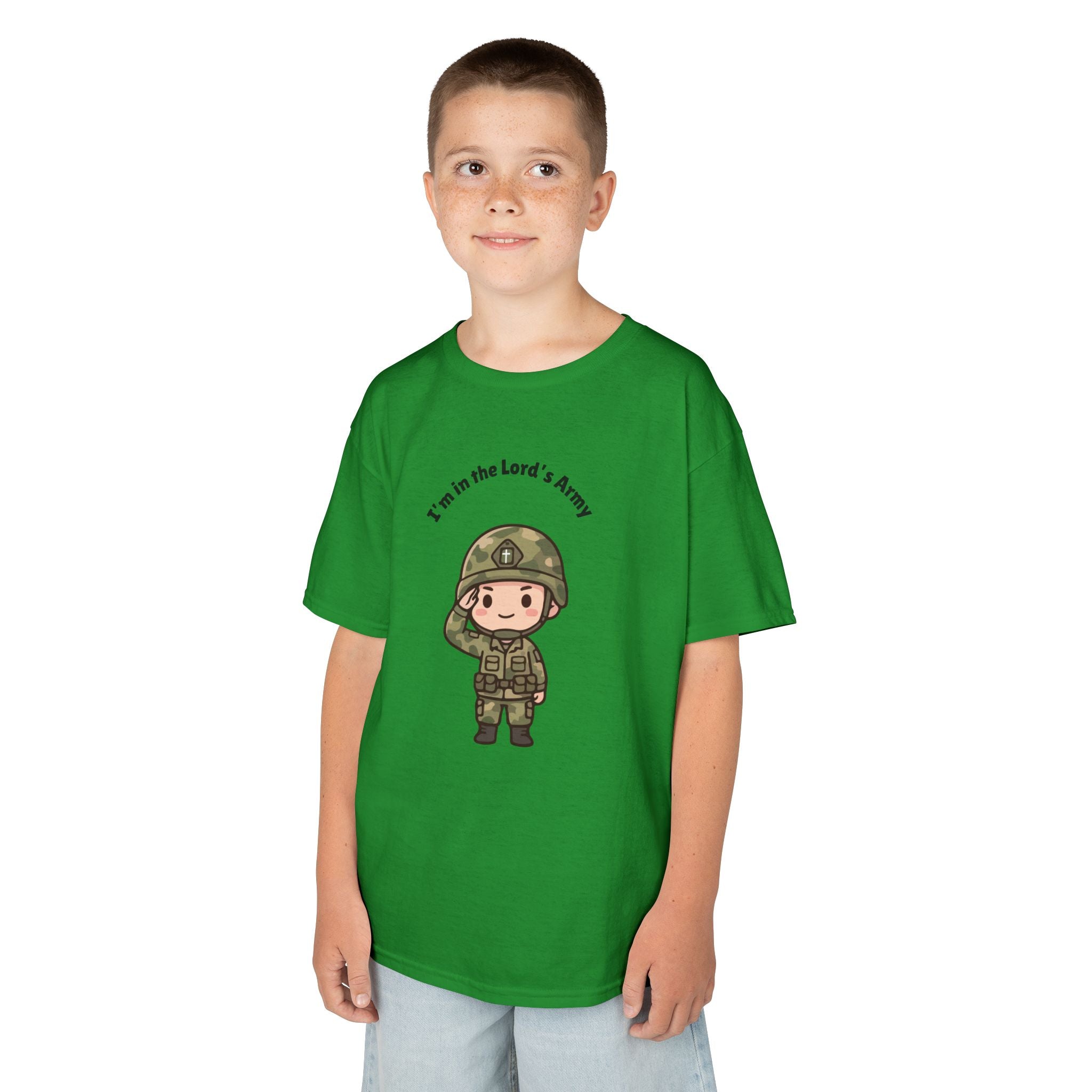 Kids Military Tee — Cute Soldier Illustration with "I'm in the Lord's Army"