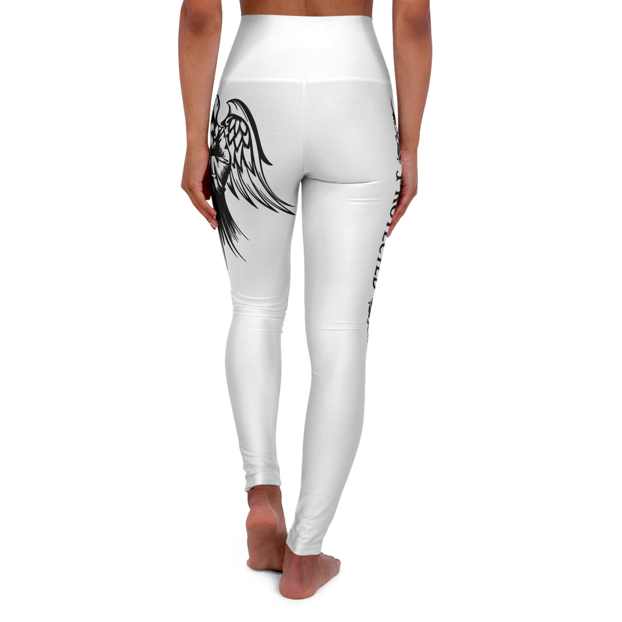 Guardian Angel High-Waisted Leggings — Christian “Protected” Script Design