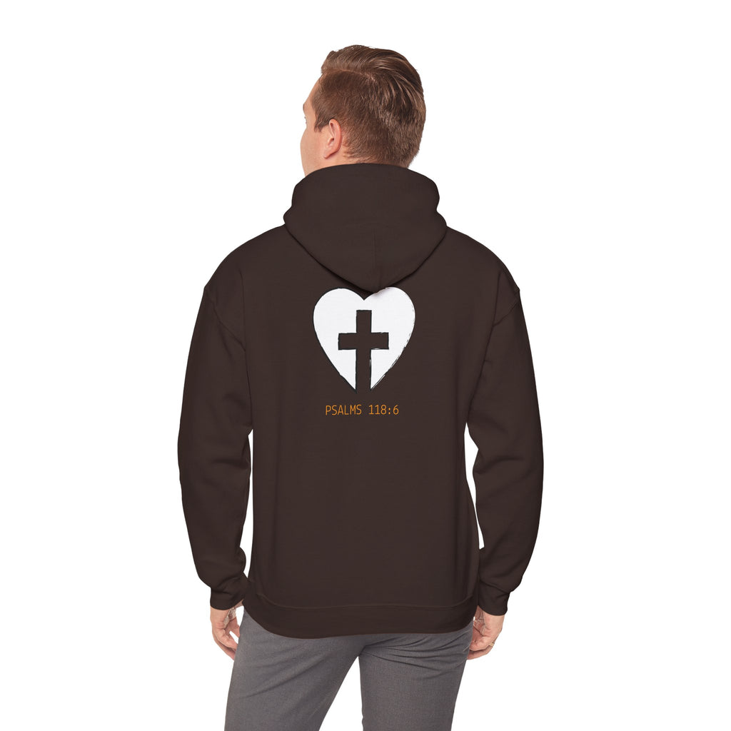 Faith Over Fear Hoodie — Christian Psalms 118:6 Cross Heart Sweatshirt