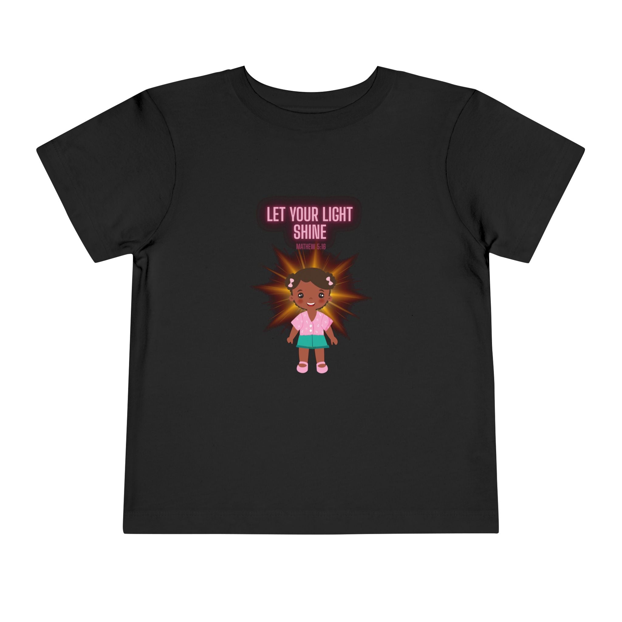Toddler Tee — "Let Your Light Shine" Cute Girl Graphic