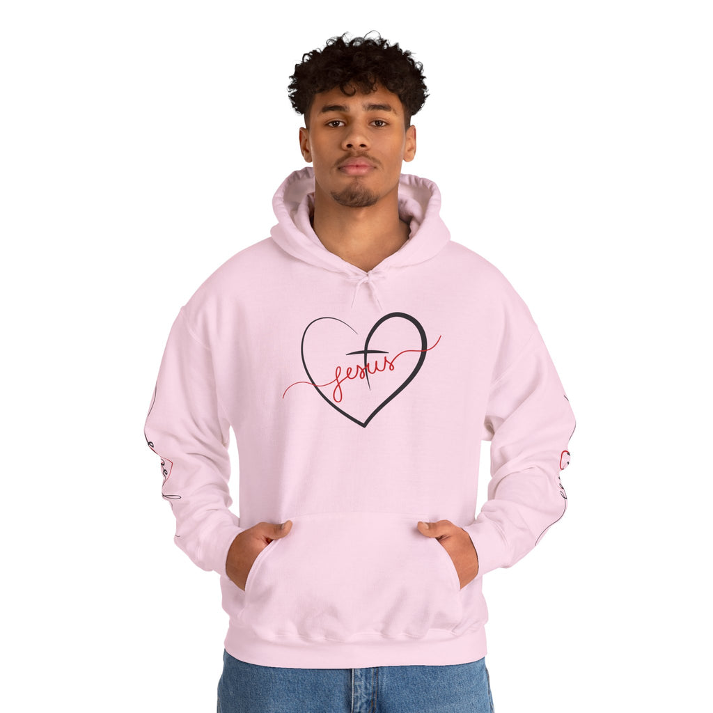 Heart Script "Jesus" Hoodie — Faith Graphic Sweatshirt