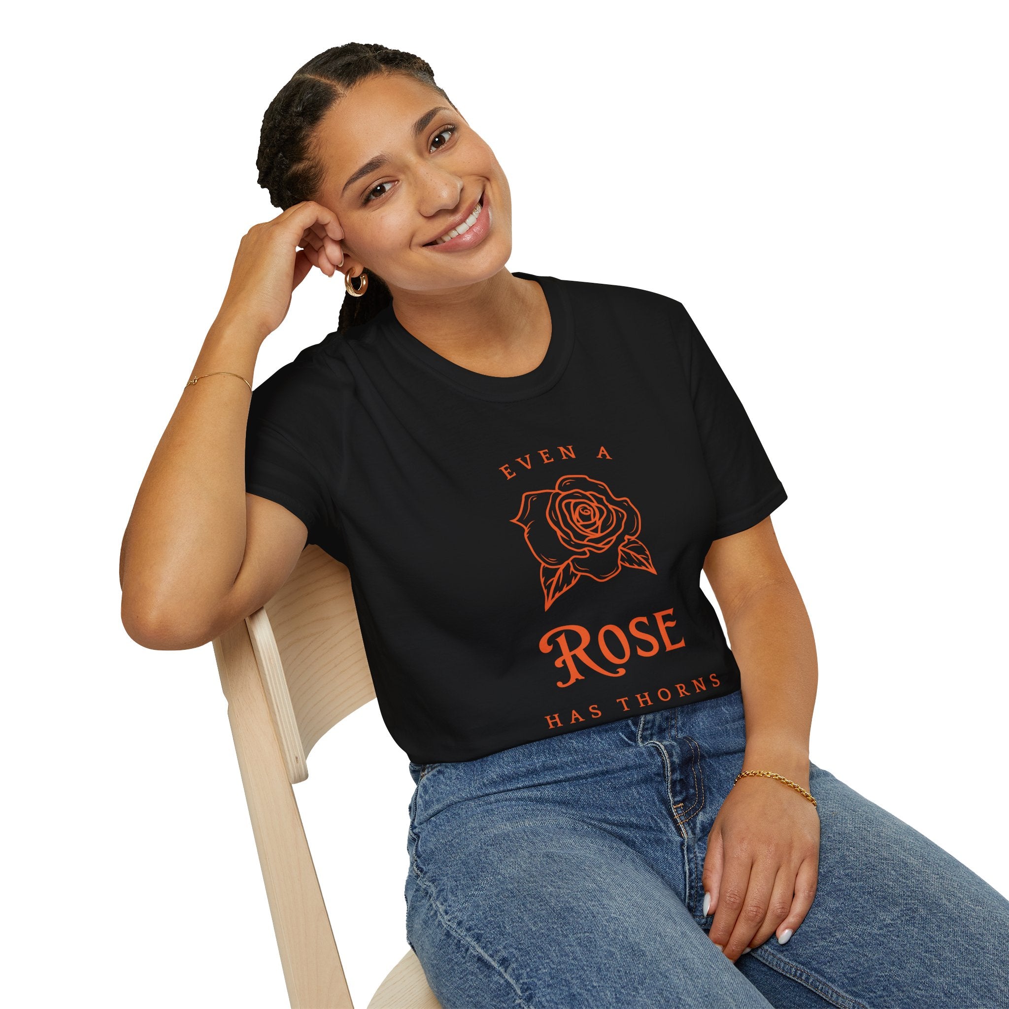 Even a Rose Has Thorns Tee — Floral Scripture Graphic T-Shirt (1 John 1:8)