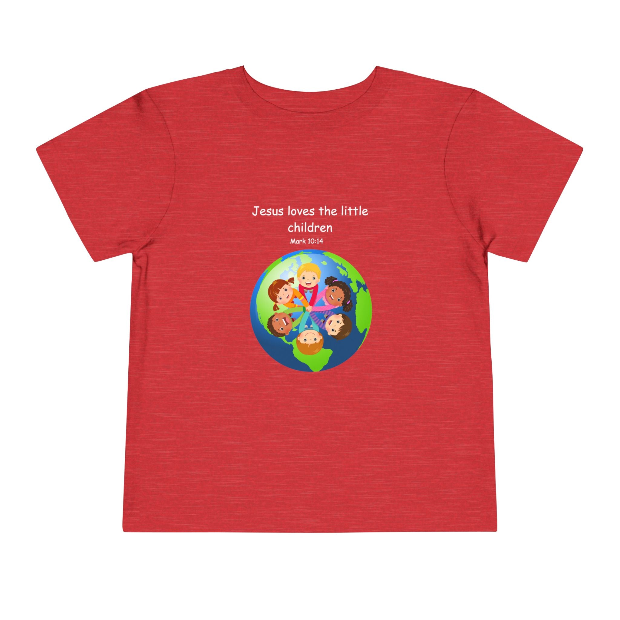 Kids' Christian Tee - "Jesus Loves the Little Children" Rainbow World Shirt