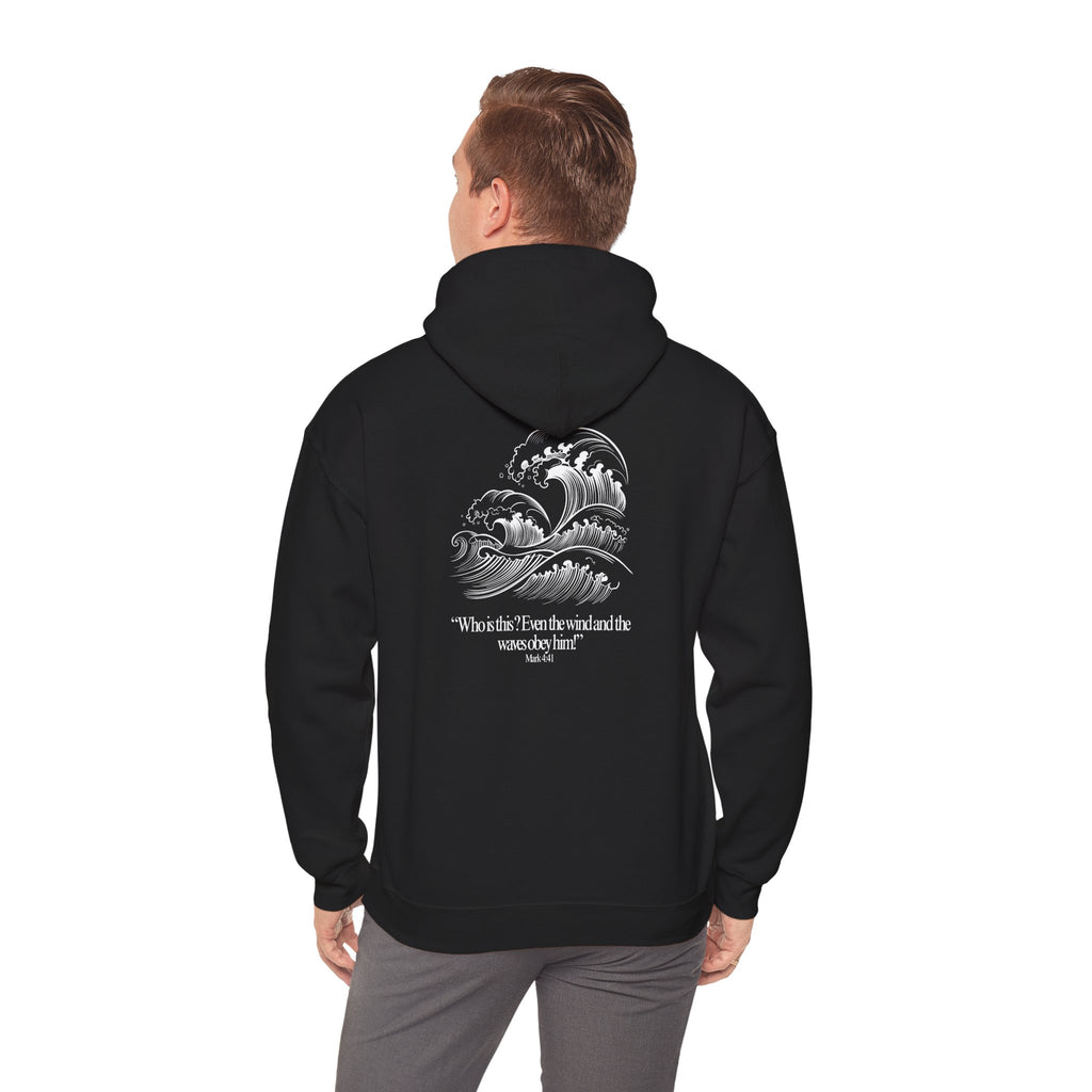 Jesus Christ Hoodie — Wave Graphic with Scripture Back (Faith-Based Christian Sweatshirt)