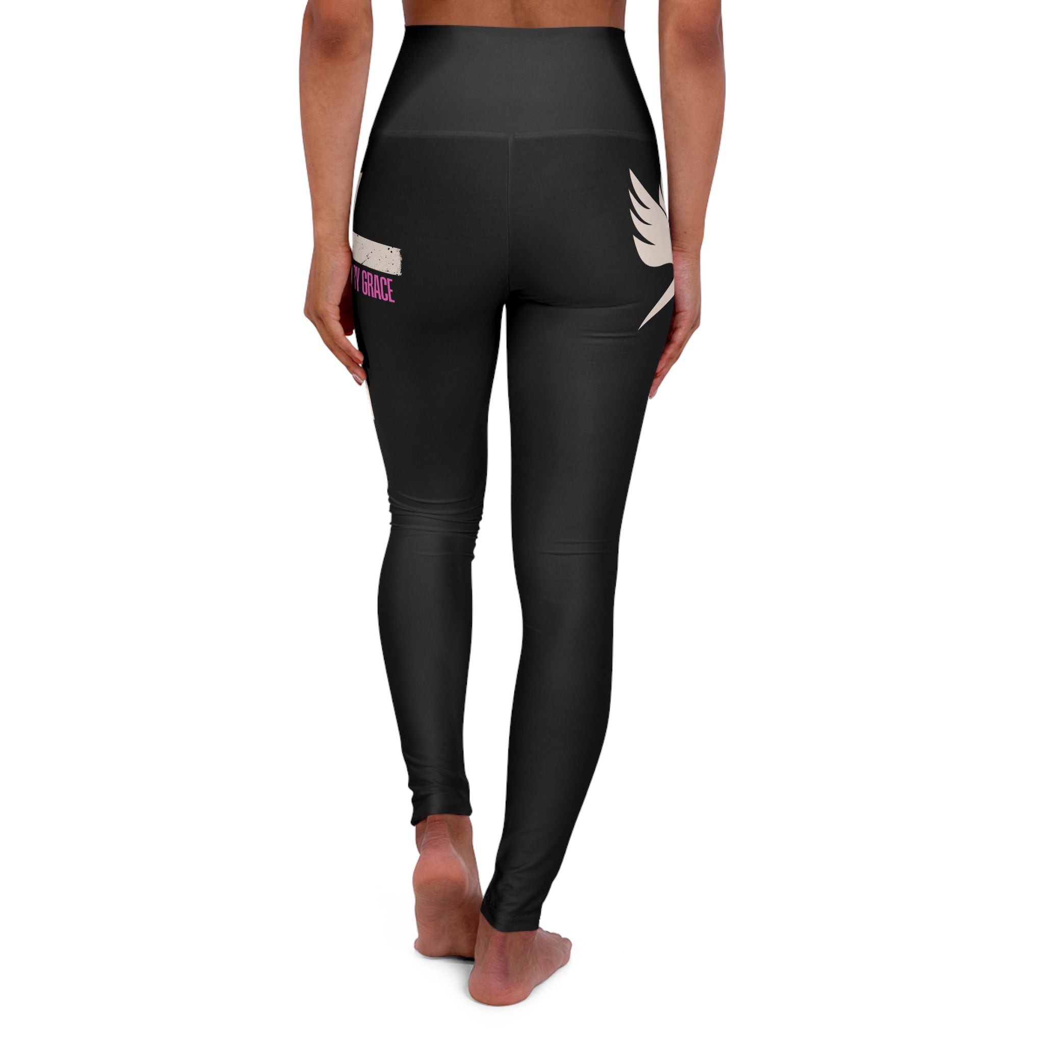 Salvation by Grace High-Waisted Leggings — White Cross Print