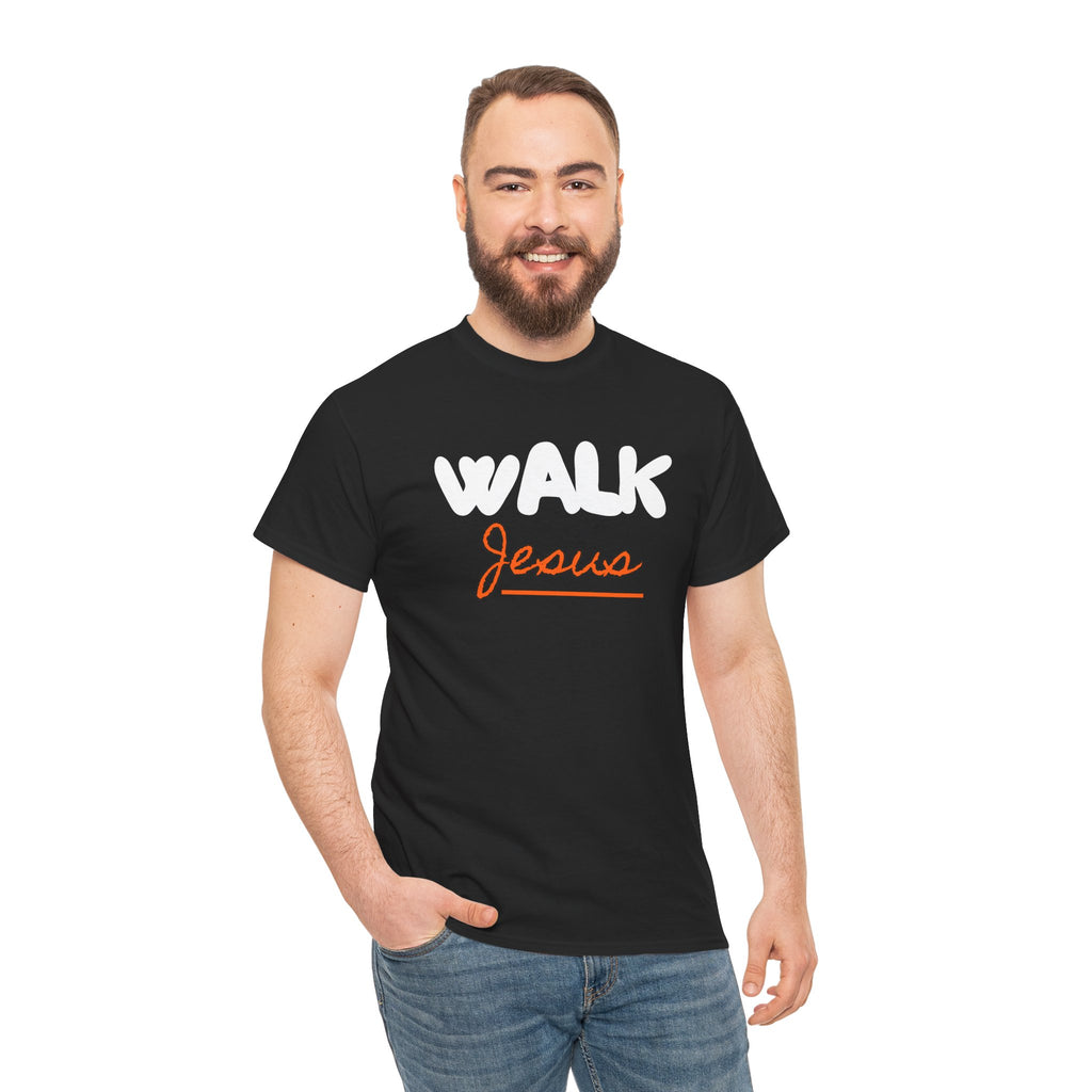 Christian Walk T‑Shirt — “Walk Jesus” Faith Tee with ‘Don’t Be an Artificial Christian’ Back Message