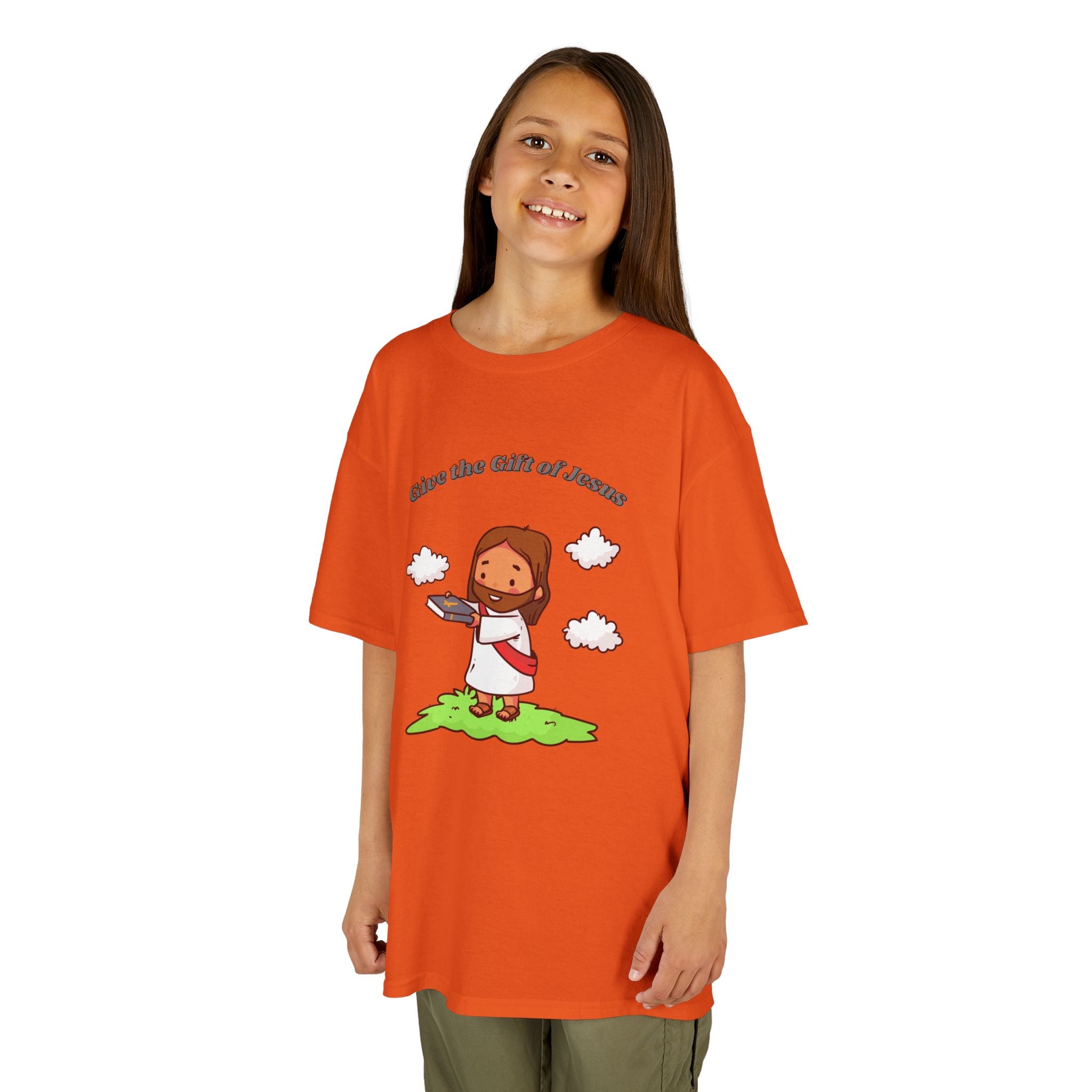 Kids T‑Shirt — Cute Jesus Graphic “Give the Gift of Jesus” | Christian Holiday Gift