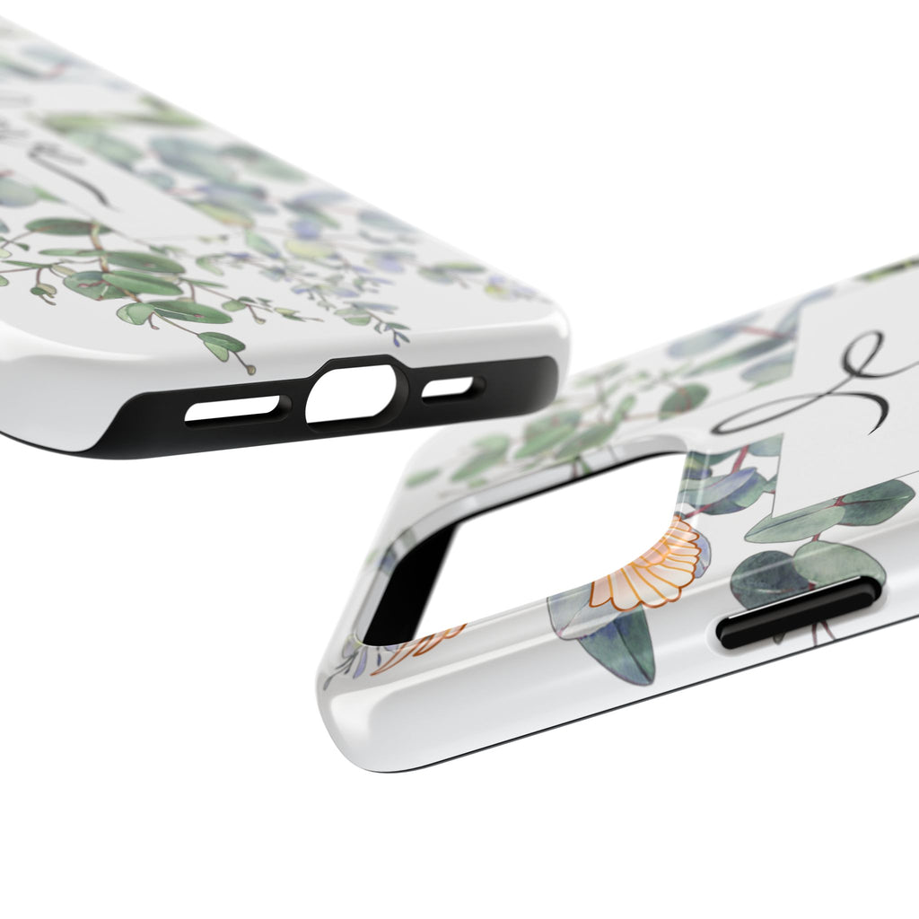 Religious Cross Tough Phone Case — Eucalyptus Floral "Love" Design