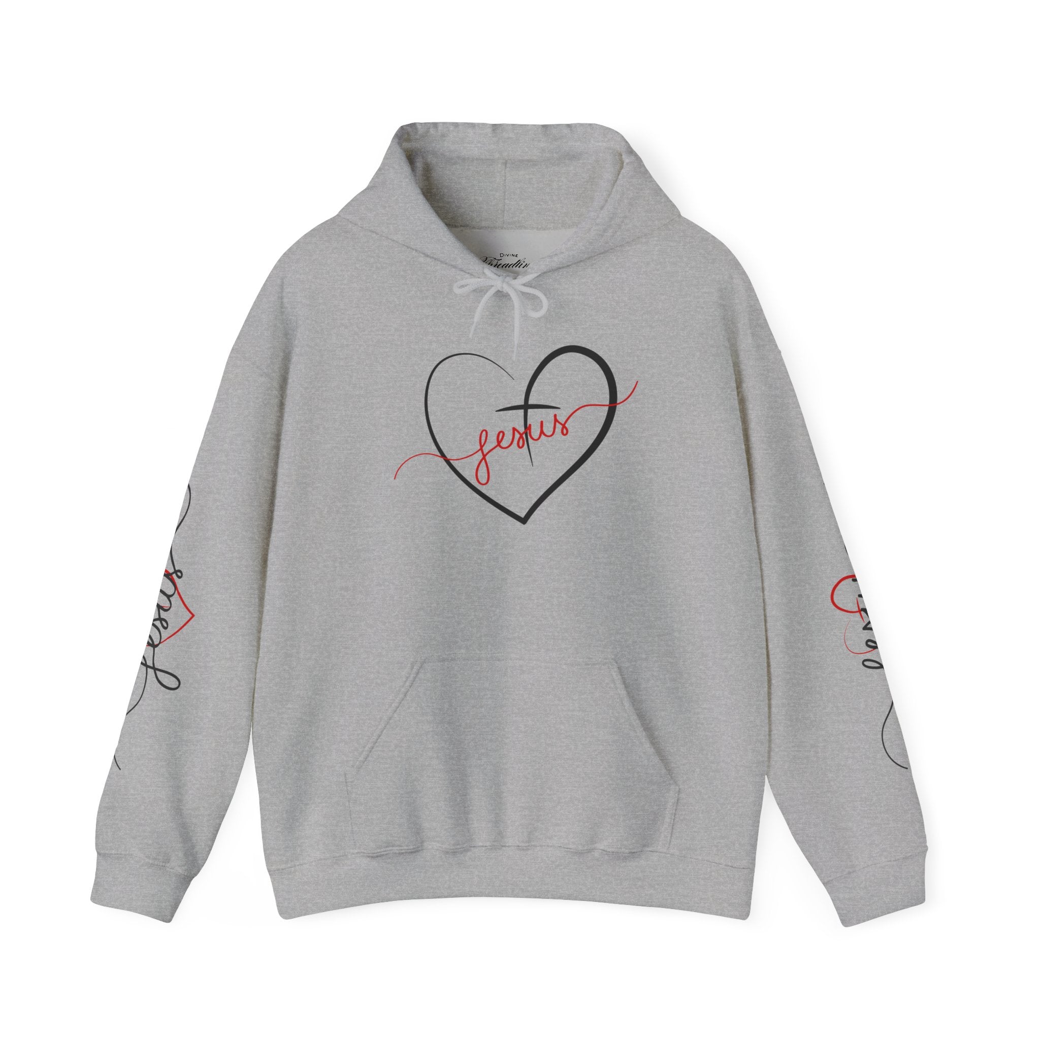 Heart Script "Jesus" Hoodie — Faith Graphic Sweatshirt