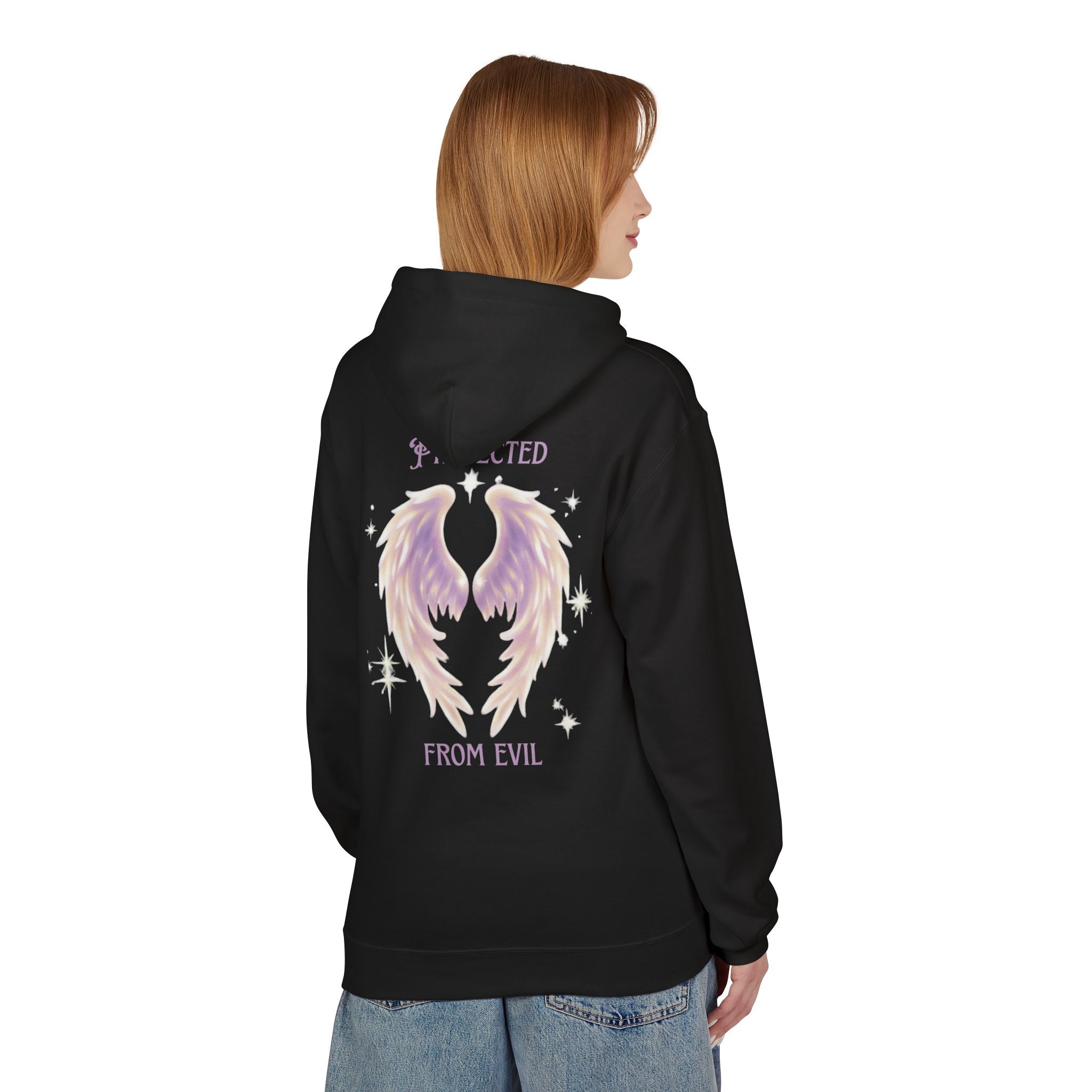 Protected From Evil Hoodie — Angel Wings Spiritual Graphic Hoodie