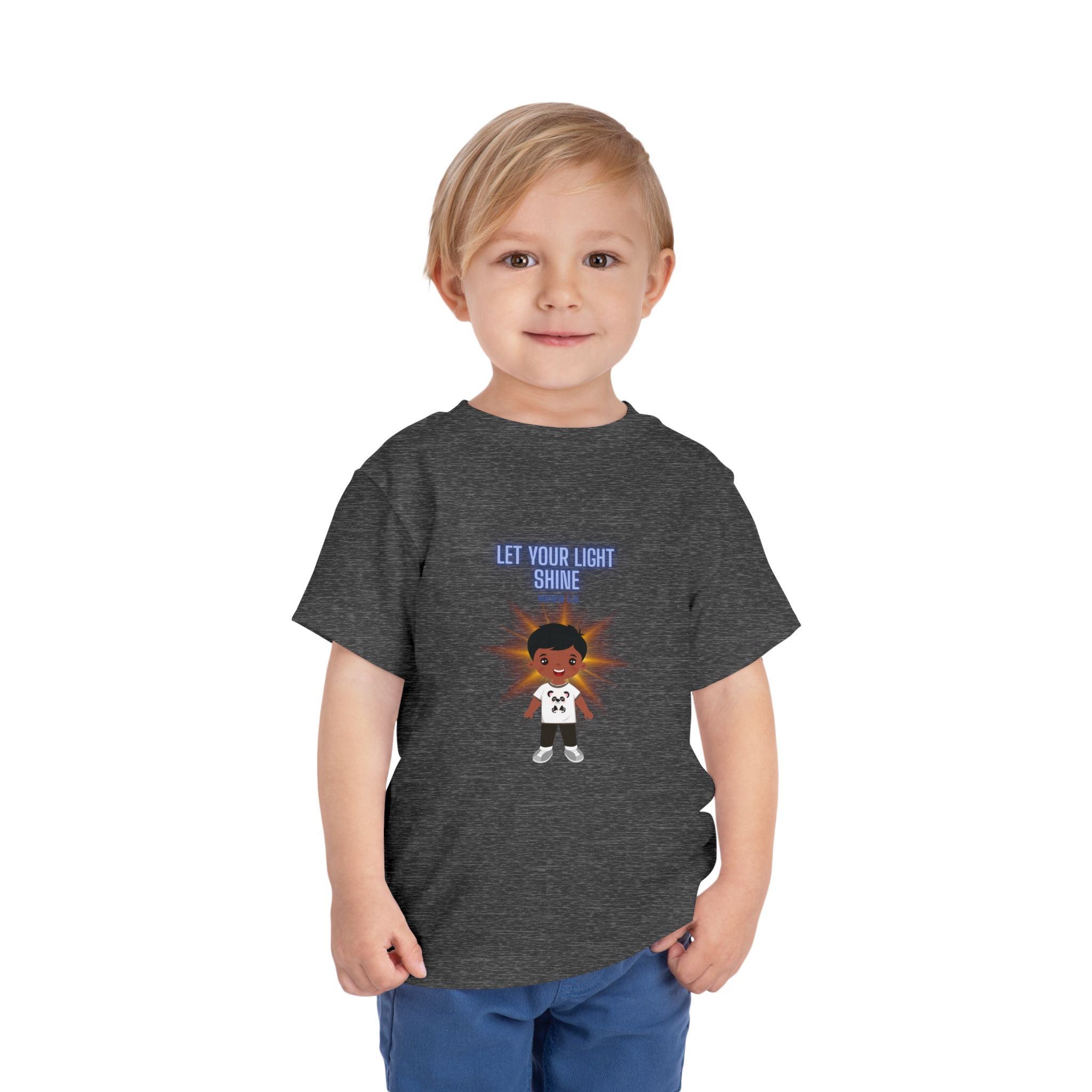 Toddler Tee — "Let Your Light Shine" Cartoon Kid Graphic
