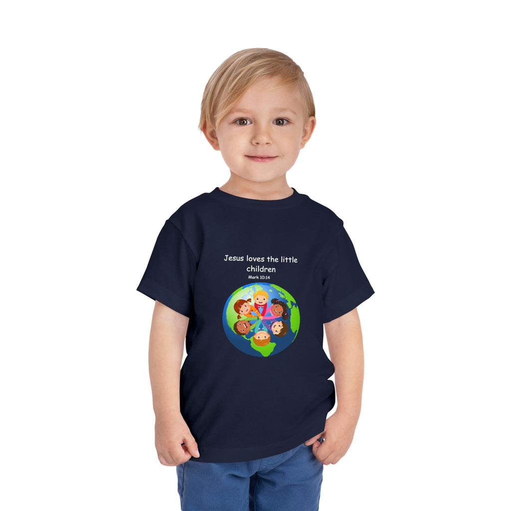 Kids' Christian Tee - "Jesus Loves the Little Children" Rainbow World Shirt
