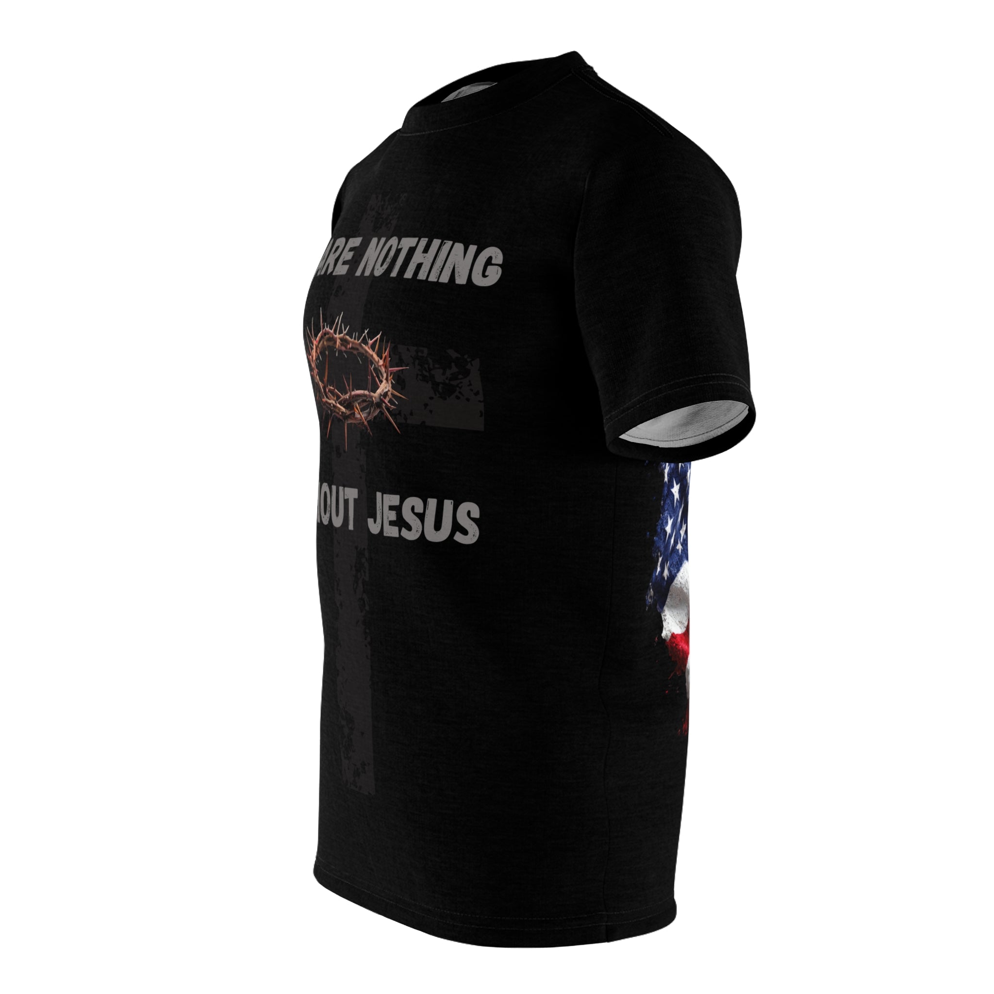 Christian Cross T‑Shirt — “We Are Nothing Without Jesus” Crown of Thorns Tee