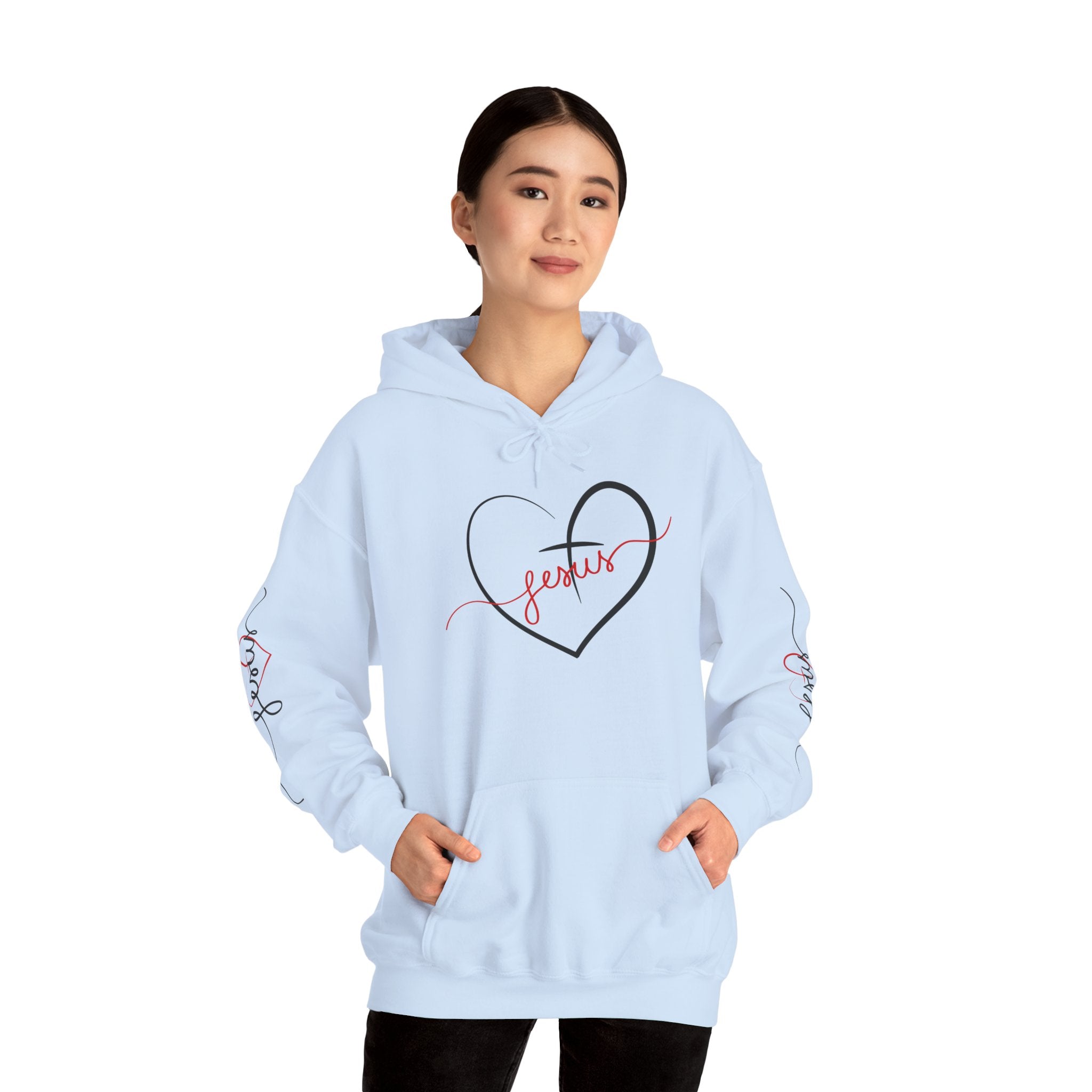 Heart Script "Jesus" Hoodie — Faith Graphic Sweatshirt