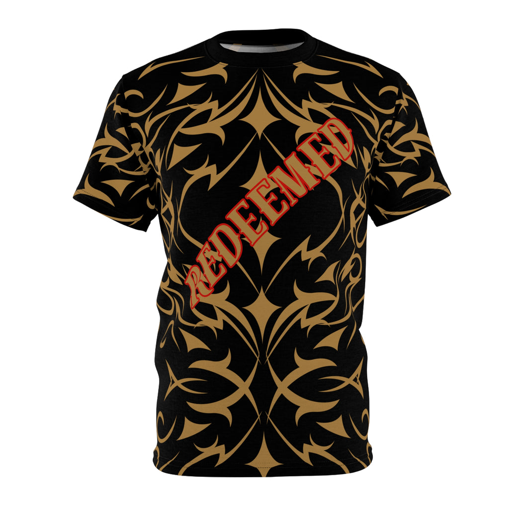 Redeemed Tribal Pattern Tee — All-Over-Print Graphic Shirt