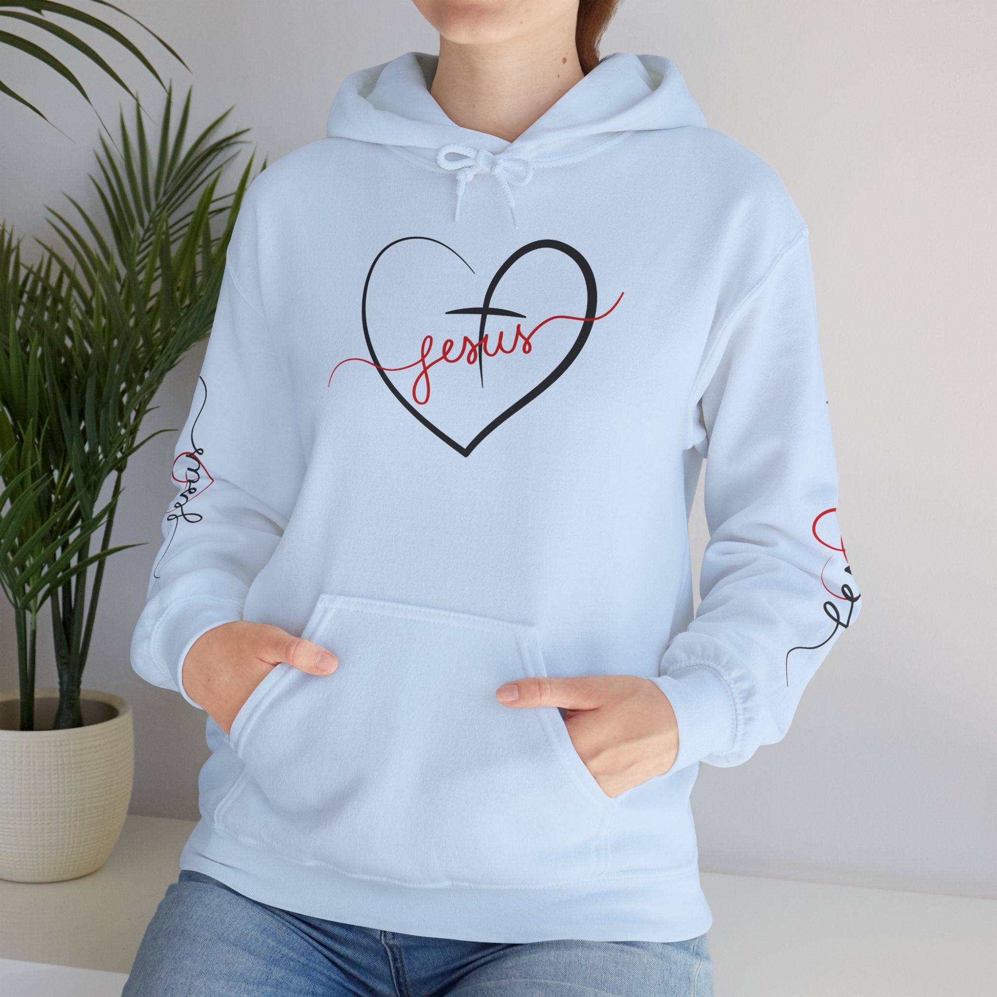 Heart Script "Jesus" Hoodie — Faith Graphic Sweatshirt