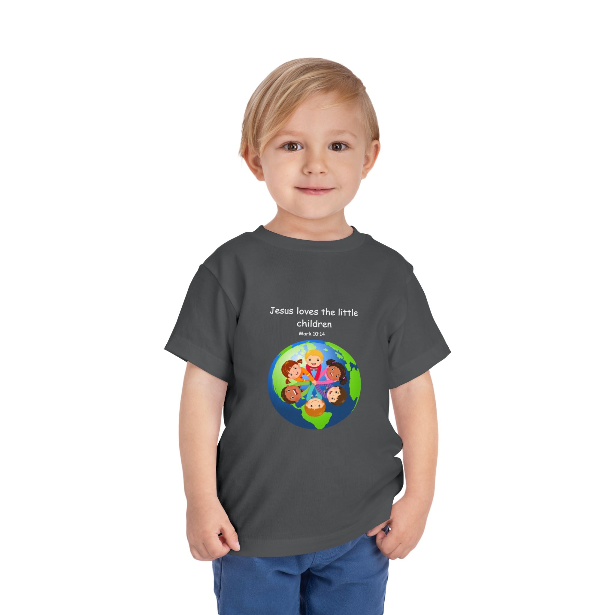 Kids' Christian Tee - "Jesus Loves the Little Children" Rainbow World Shirt