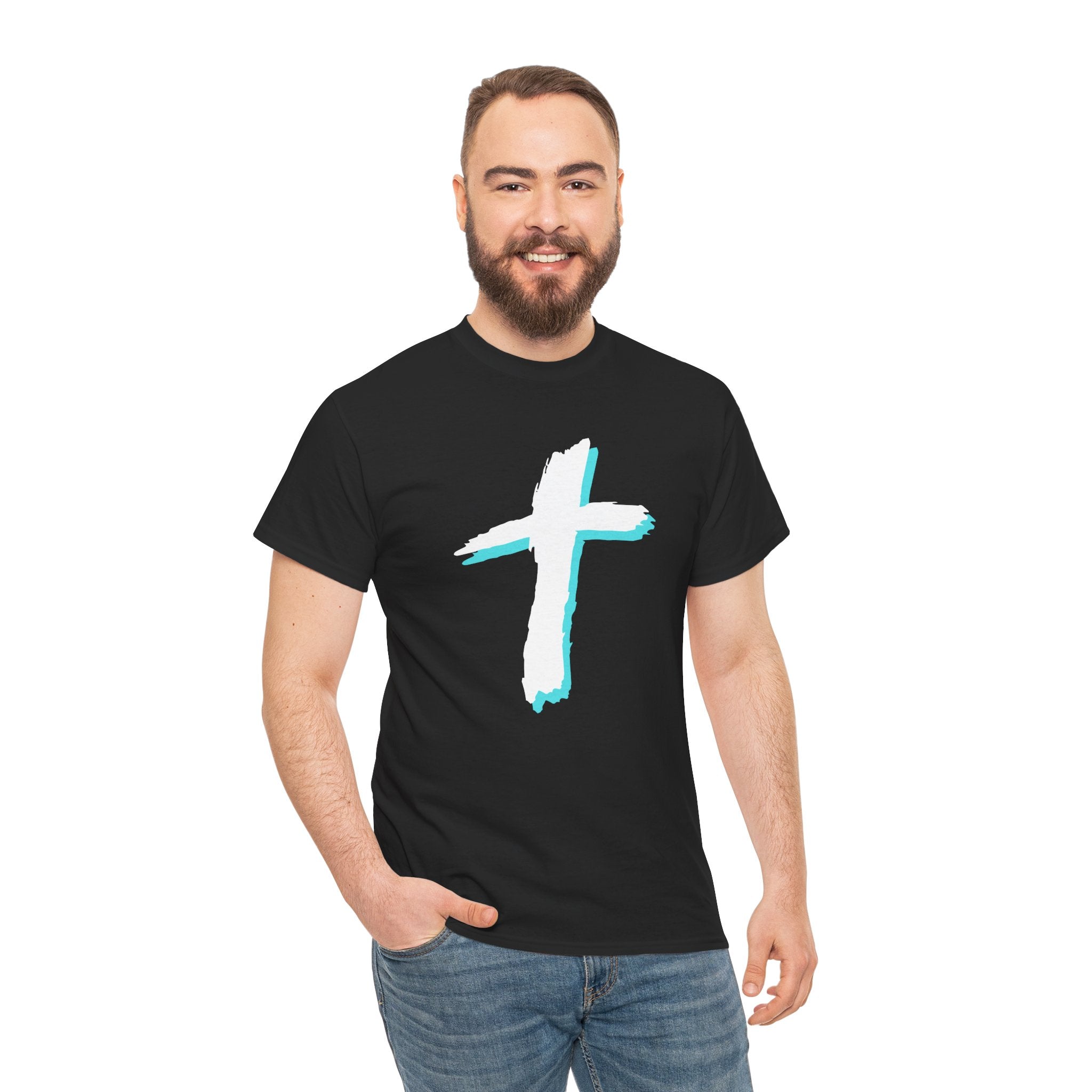 Christian Cross T-Shirt — “Ask Me About Jesus” Faith Tee