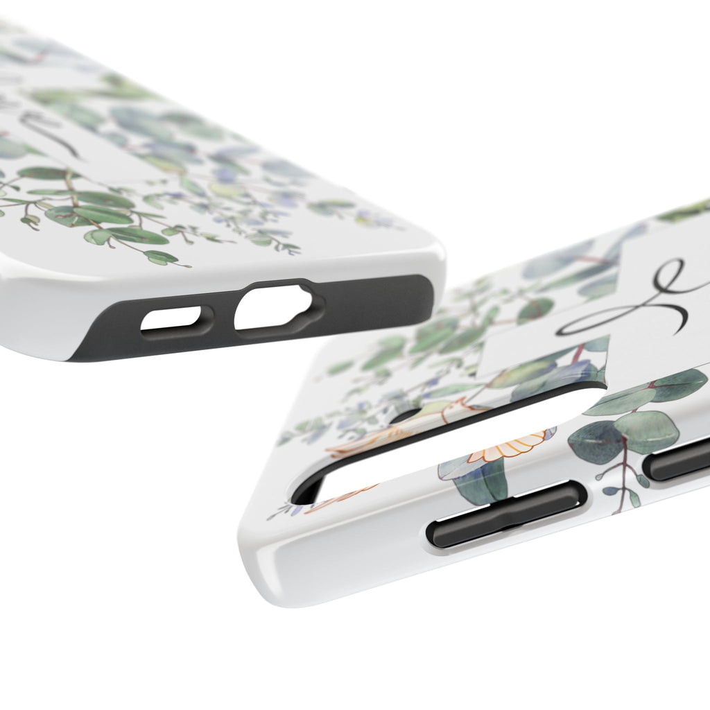 Religious Cross Tough Phone Case — Eucalyptus Floral "Love" Design