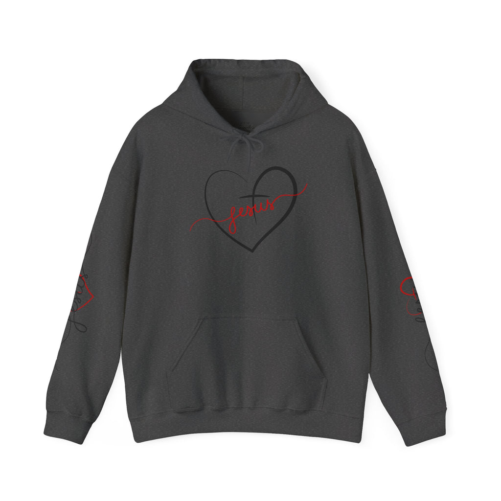 Heart Script "Jesus" Hoodie — Faith Graphic Sweatshirt