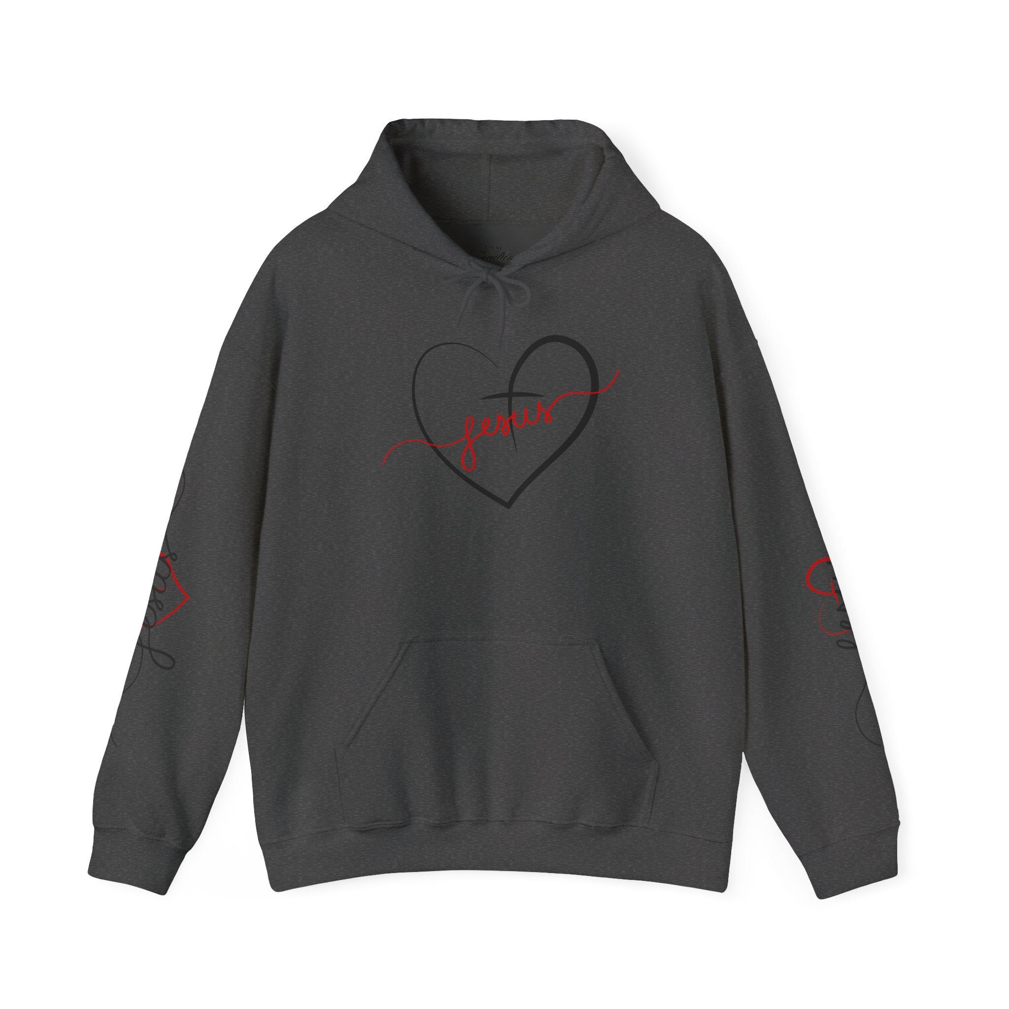 Heart Script "Jesus" Hoodie — Faith Graphic Sweatshirt