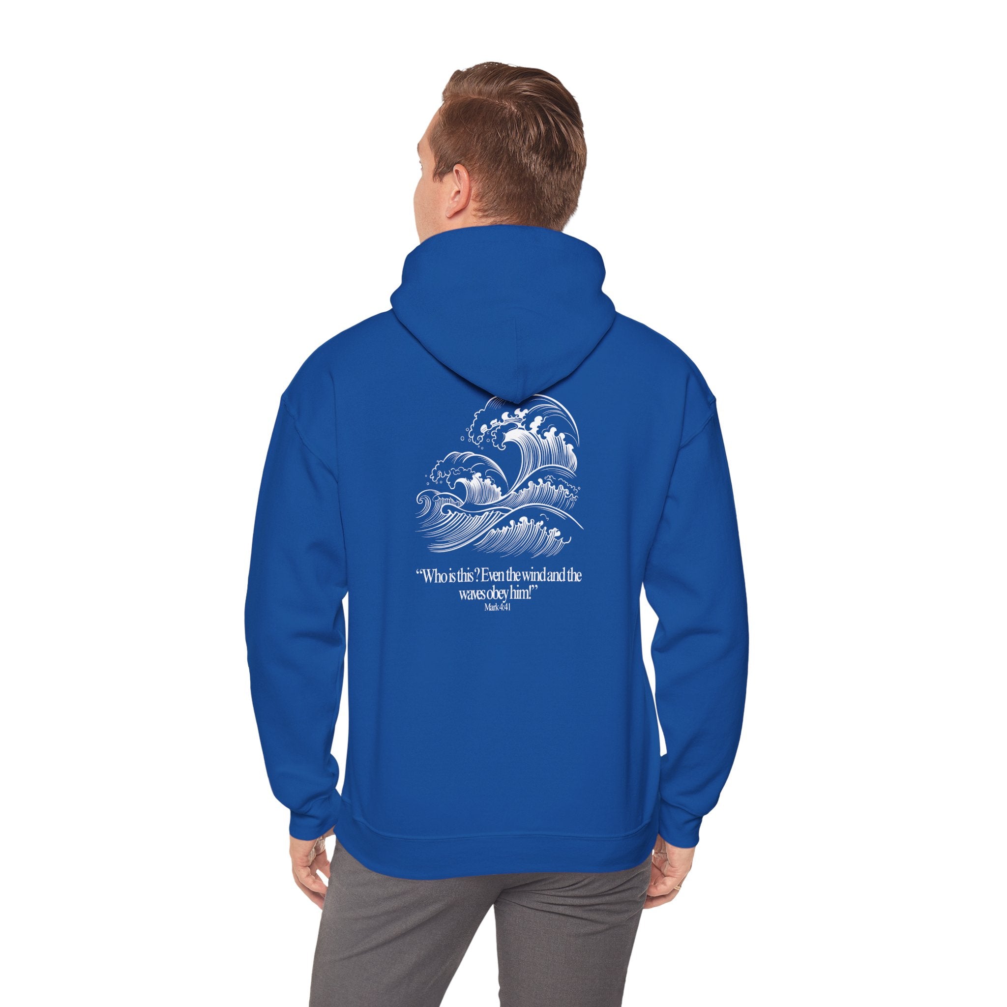 Jesus Christ Hoodie — Wave Graphic with Scripture Back (Faith-Based Christian Sweatshirt)
