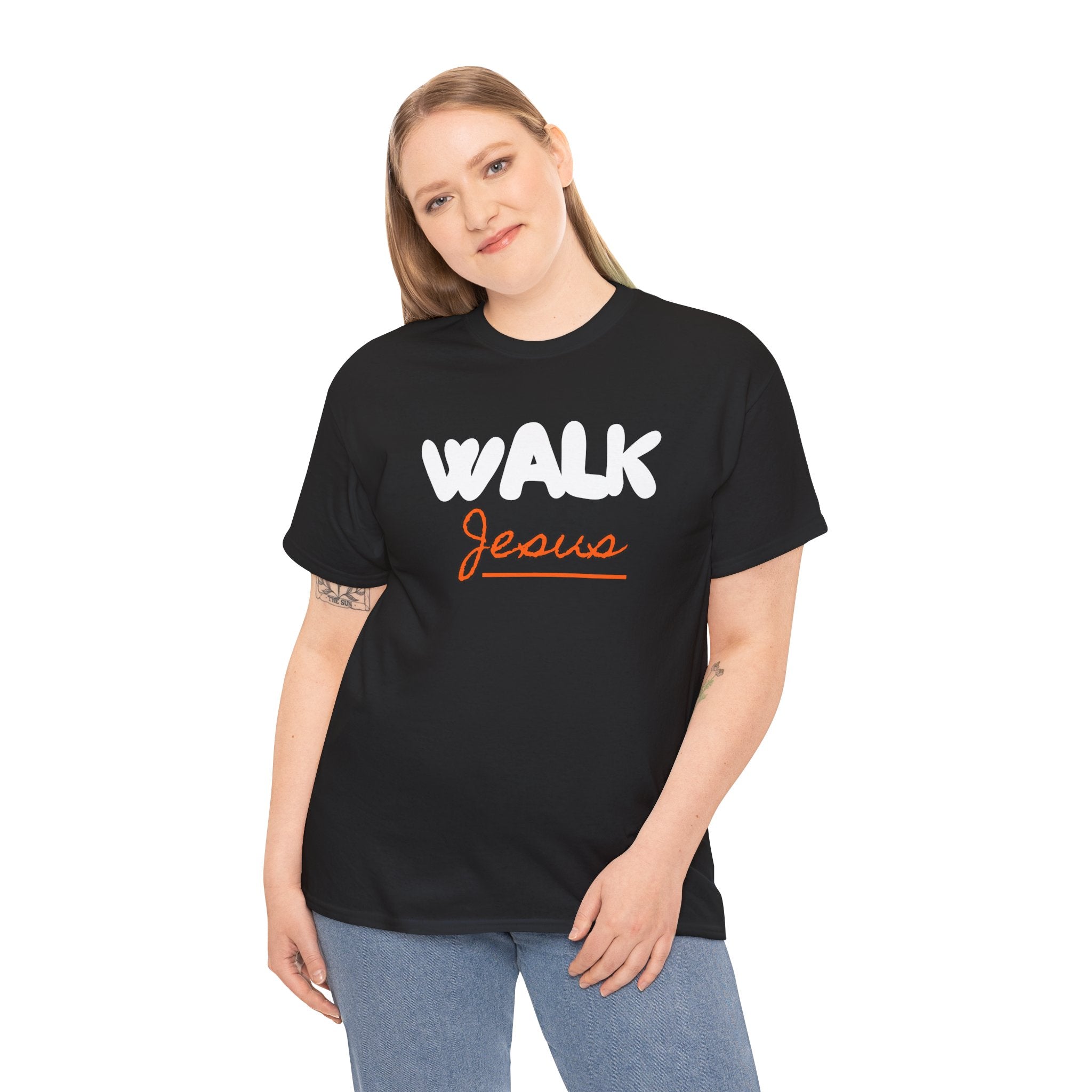 Christian Walk T‑Shirt — “Walk Jesus” Faith Tee with ‘Don’t Be an Artificial Christian’ Back Message