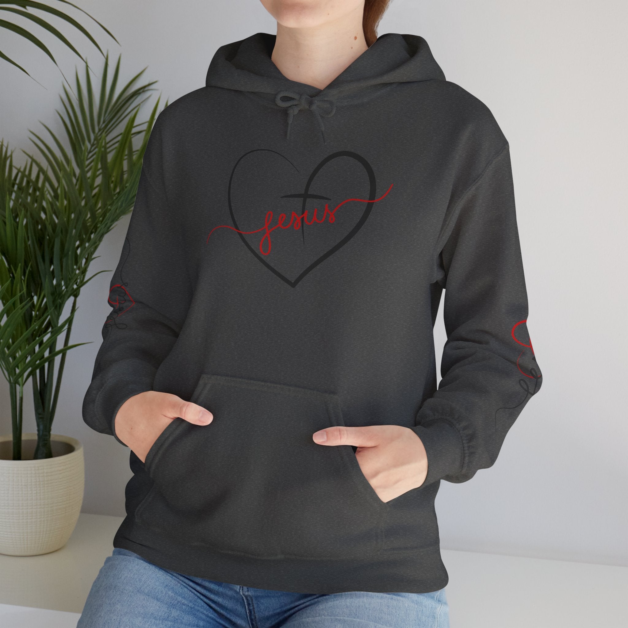 Heart Script "Jesus" Hoodie — Faith Graphic Sweatshirt