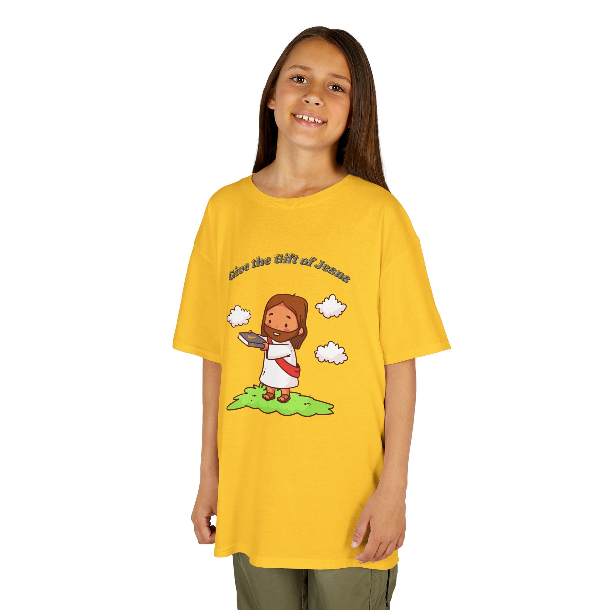Kids T‑Shirt — Cute Jesus Graphic “Give the Gift of Jesus” | Christian Holiday Gift