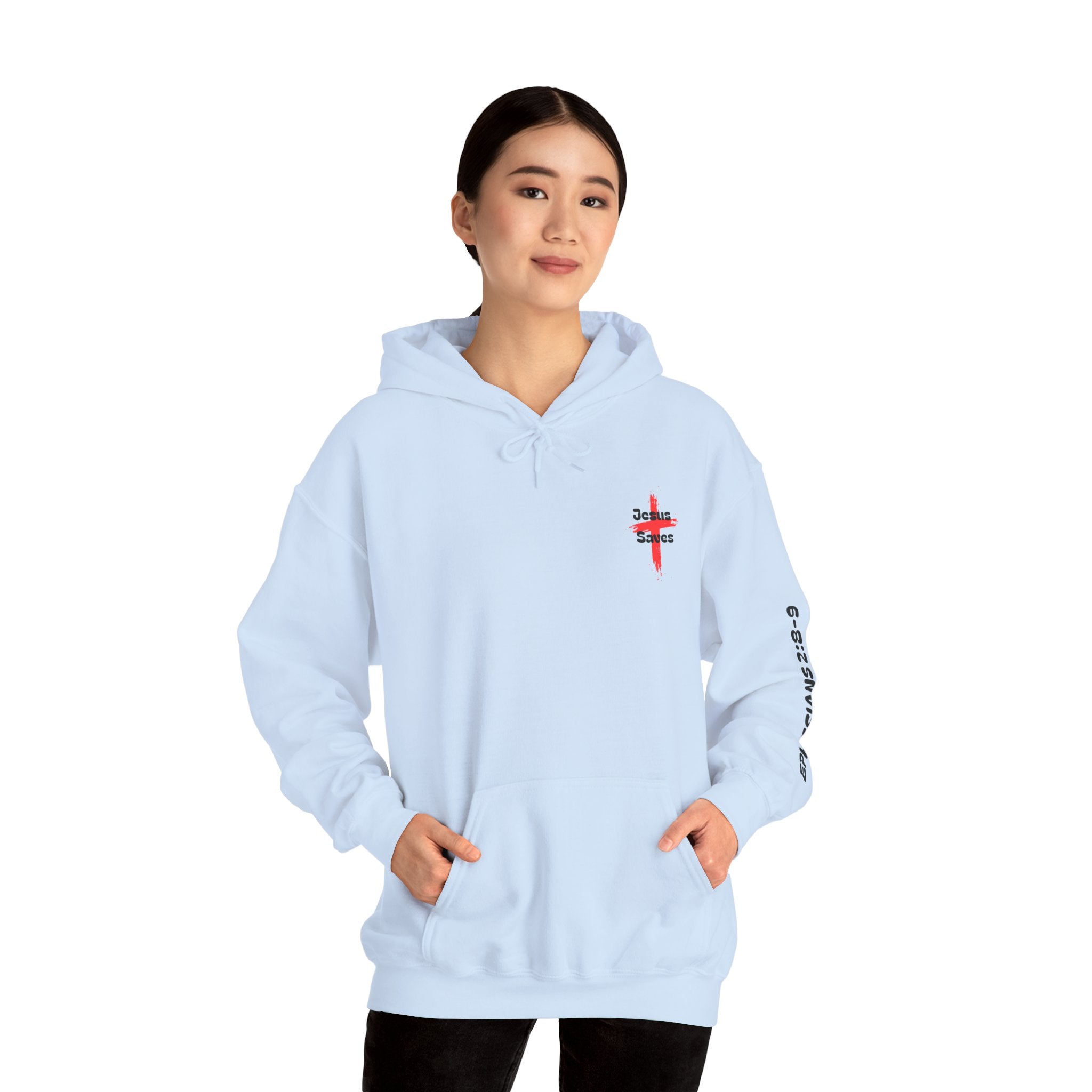 Saved By Grace Hoodie — Christian Cross Faith Pullover